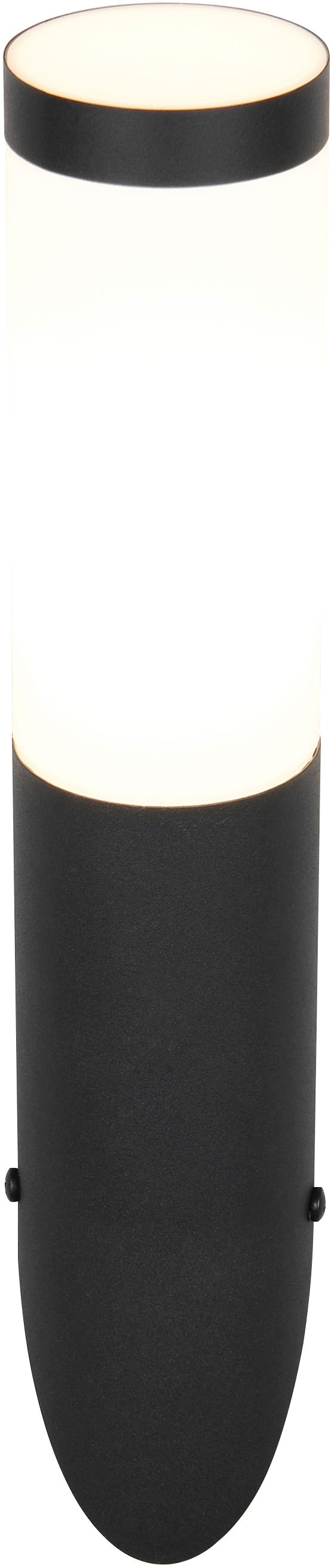 TRIO Leuchten Außen-Wandleuchte »TRIOTO, Outdoor Wandlampe Edelstahl, Wandfackel exkl 1x E27 max 25W«, 1 flammig, Leuchtmittel E27 | Leuchtmittel wechselbar, röhrenförmige Hauswand Beleuchtung, Fassadenbeleuchtung IP44 39cm hoch