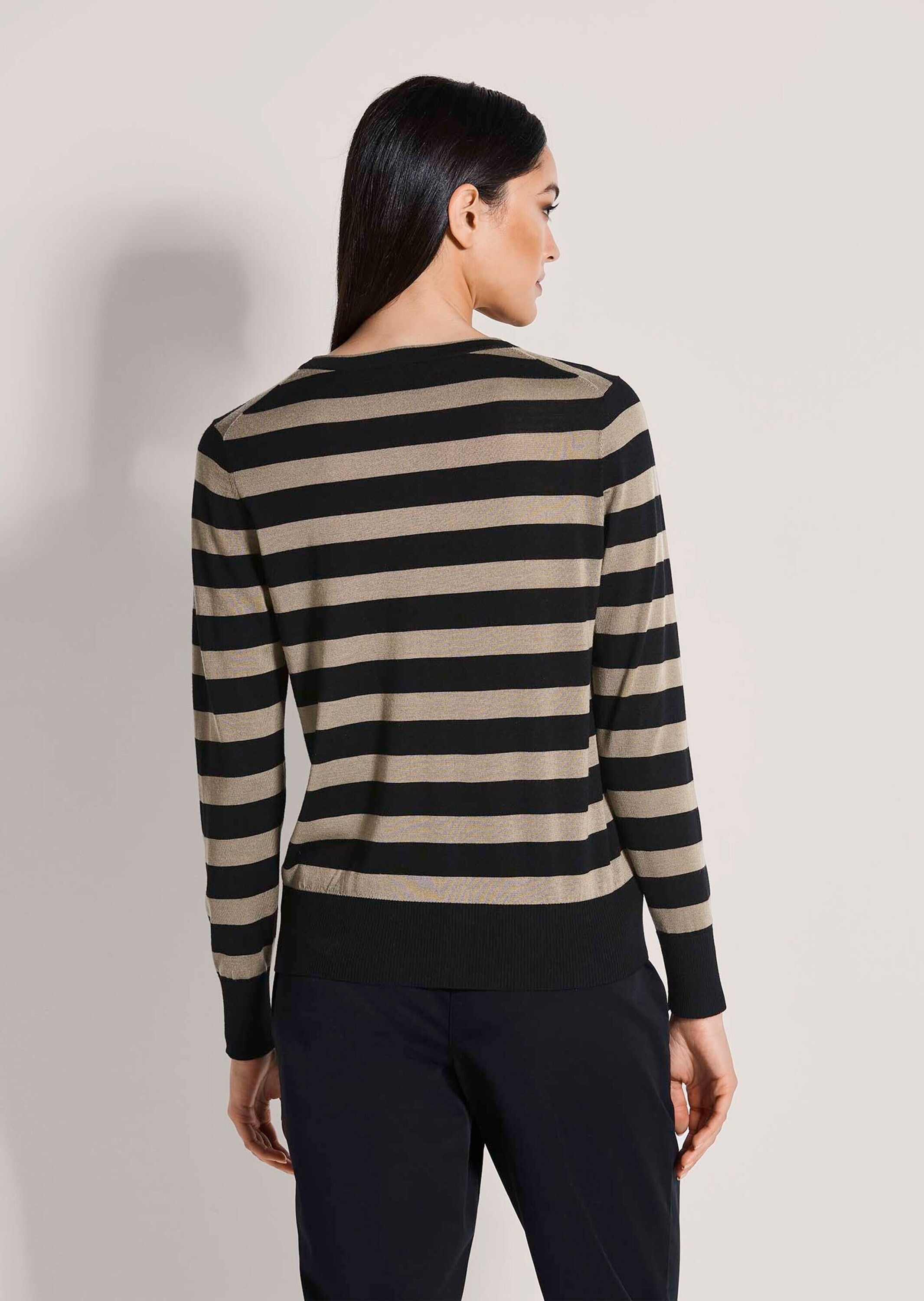 MADELEINE Strickjacke »Strickjacke Langarm Cardigan mit Streifen, Schurwolle« Batikprint