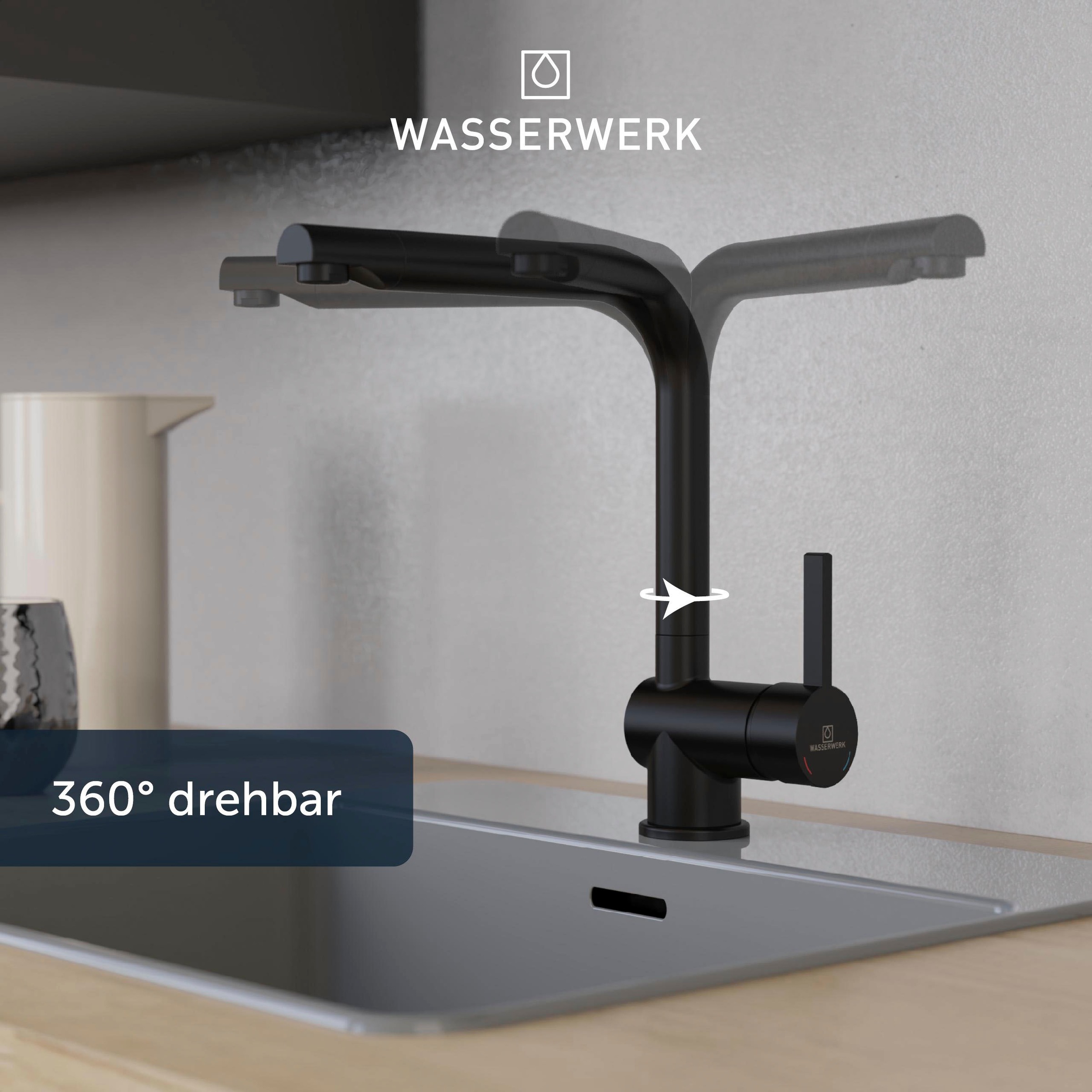 WASSERWERK Spültischarmatur »WK 4, Wasserhahn, Küche, Einhebelmischer«, 360° schwenkbar, Cold-Start-Funkt., geräuscharm