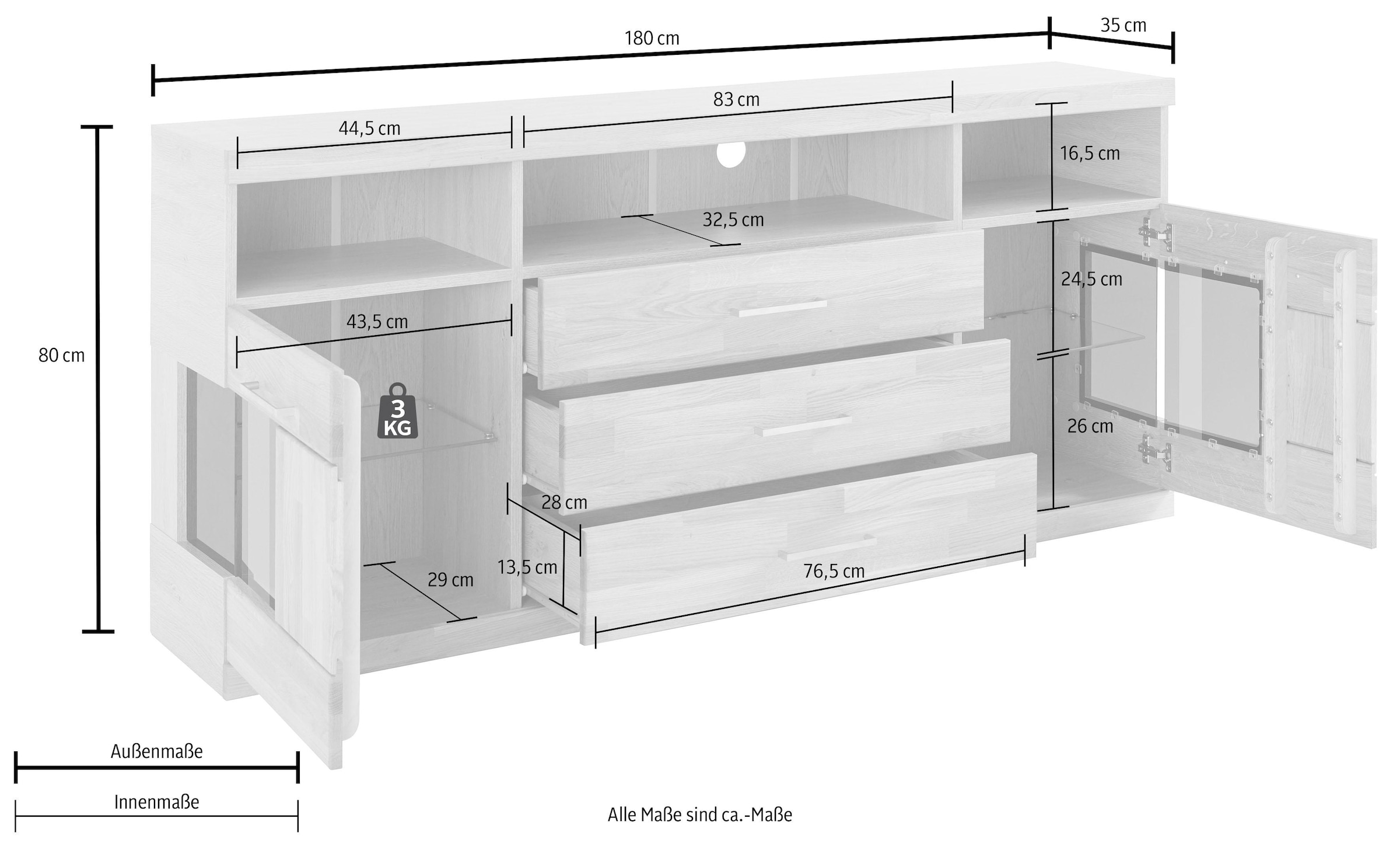 Woltra Sideboard »Ribe«, Breite 180 cm