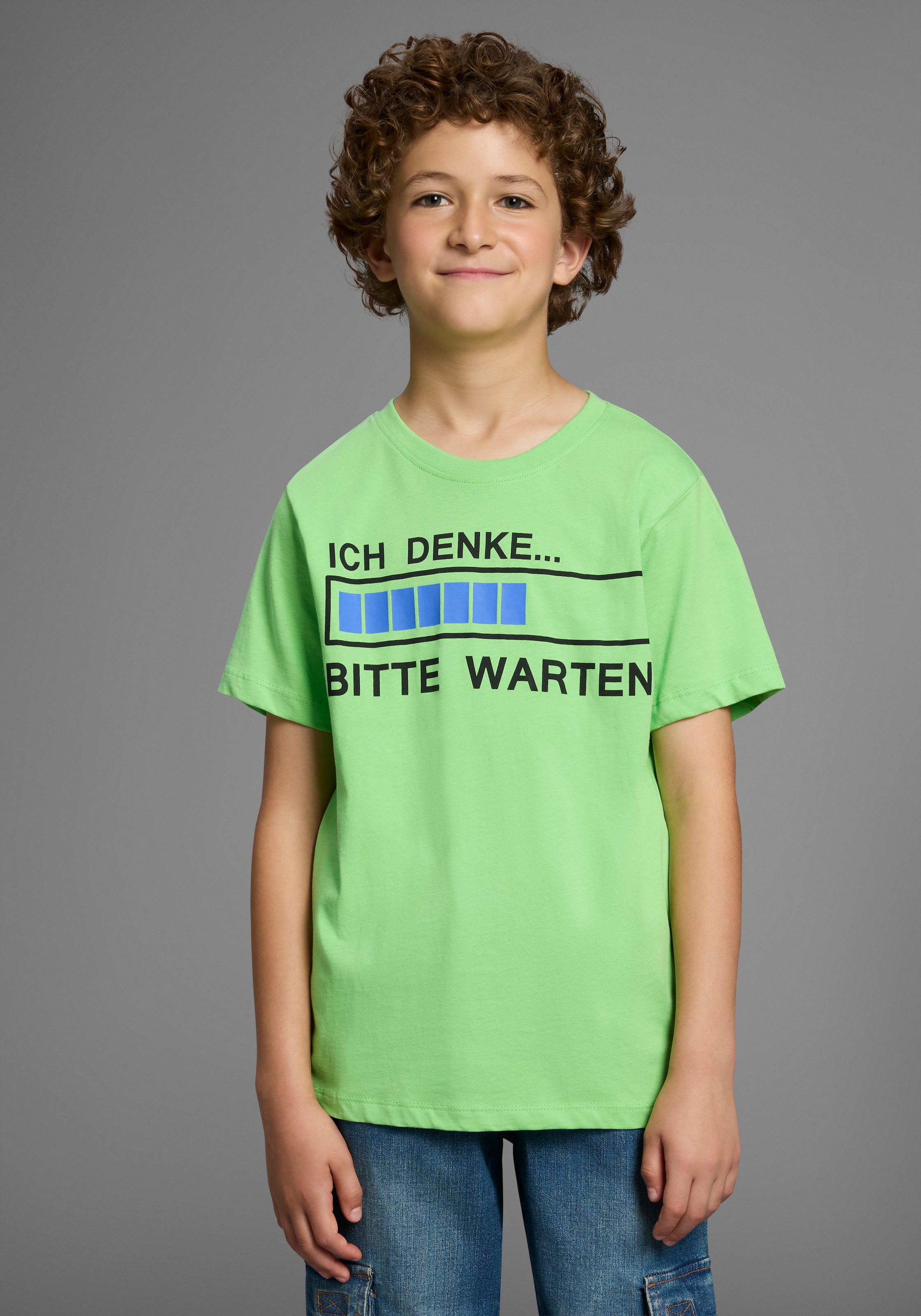 KIDSWORLD T-Shirt "ICH DENKE...BITTE WARTEN" Kurzarm, Basic Passform, mit trendigem Aufdruck
