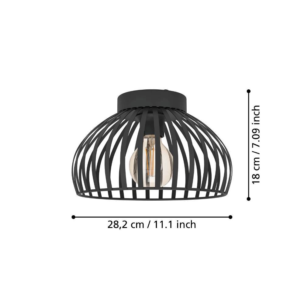 EGLO Deckenleuchte »MOGANO 3«, 1 flammig, Leuchtmittel E27 | ohne Leuchtmittel, Deckenleuchte, Metall in Schwarz, Flurlampe mit E27 Fassung