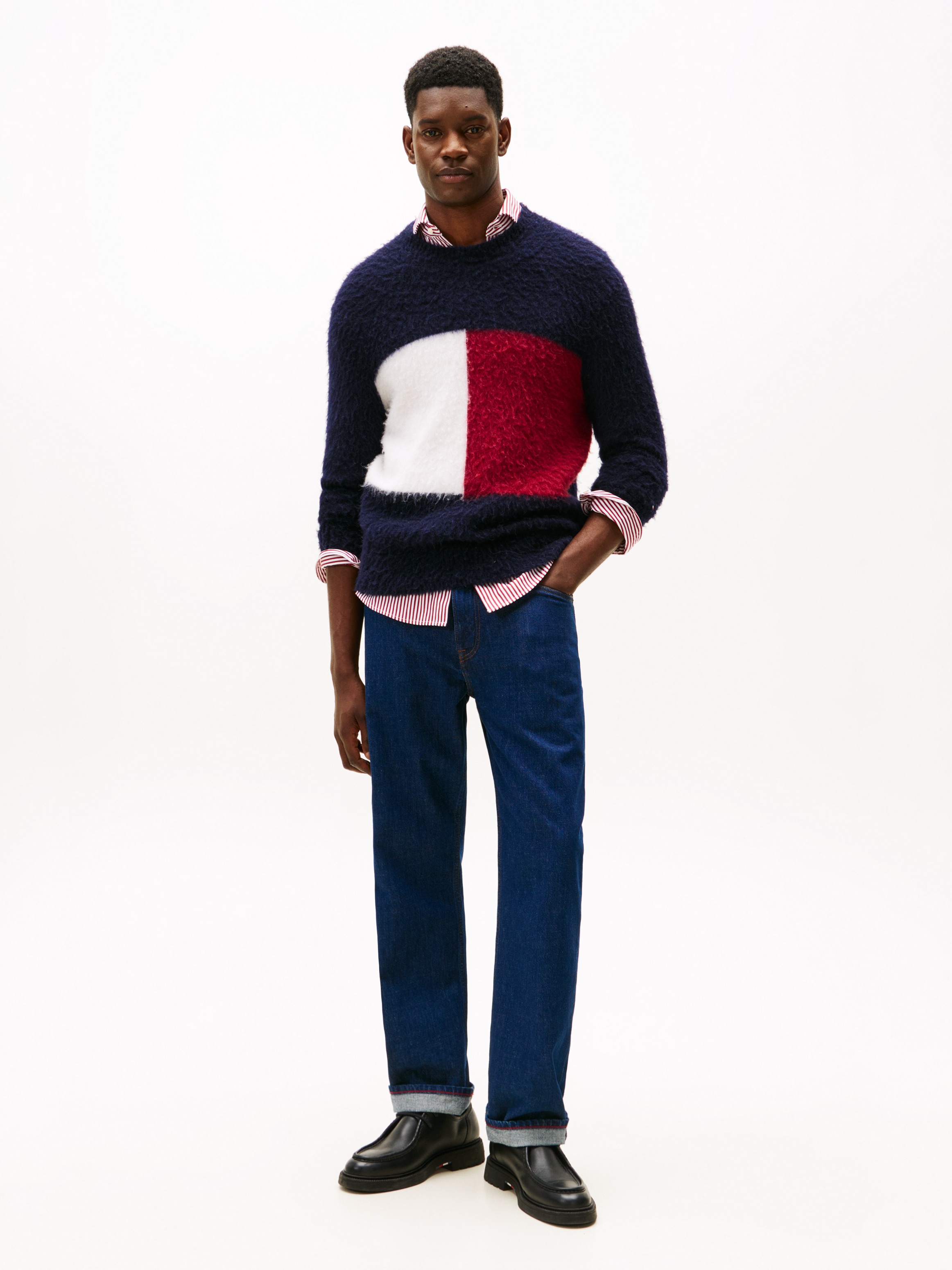 Tommy Hilfiger Strickpullover »ALPACA BLEND BIG FLAG CREW NECK«, Regular fit