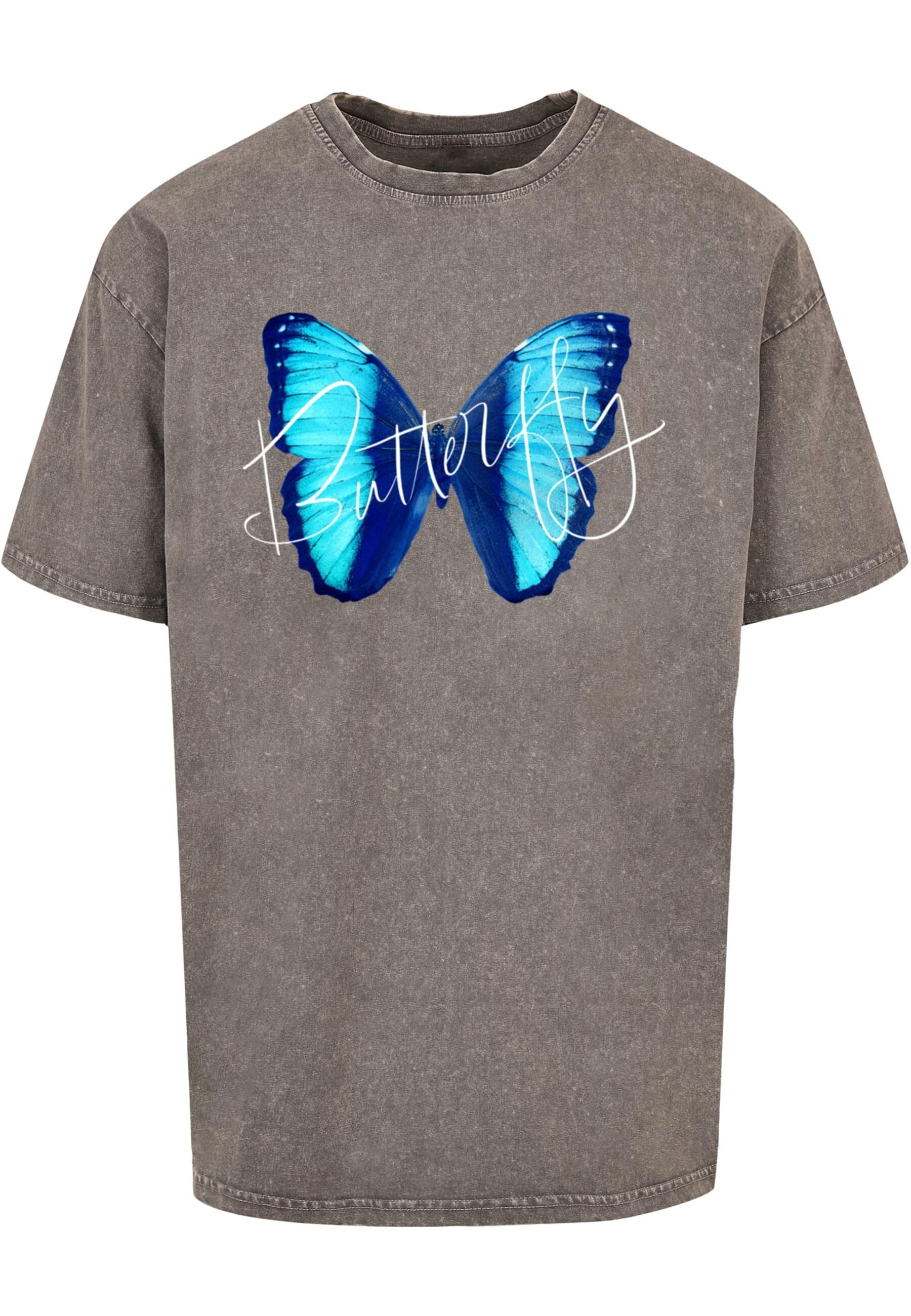 T-Shirt »Merchcode Herren Butterfly Blue Acid Washed Heavy Oversized Tee«, (1 tlg.)