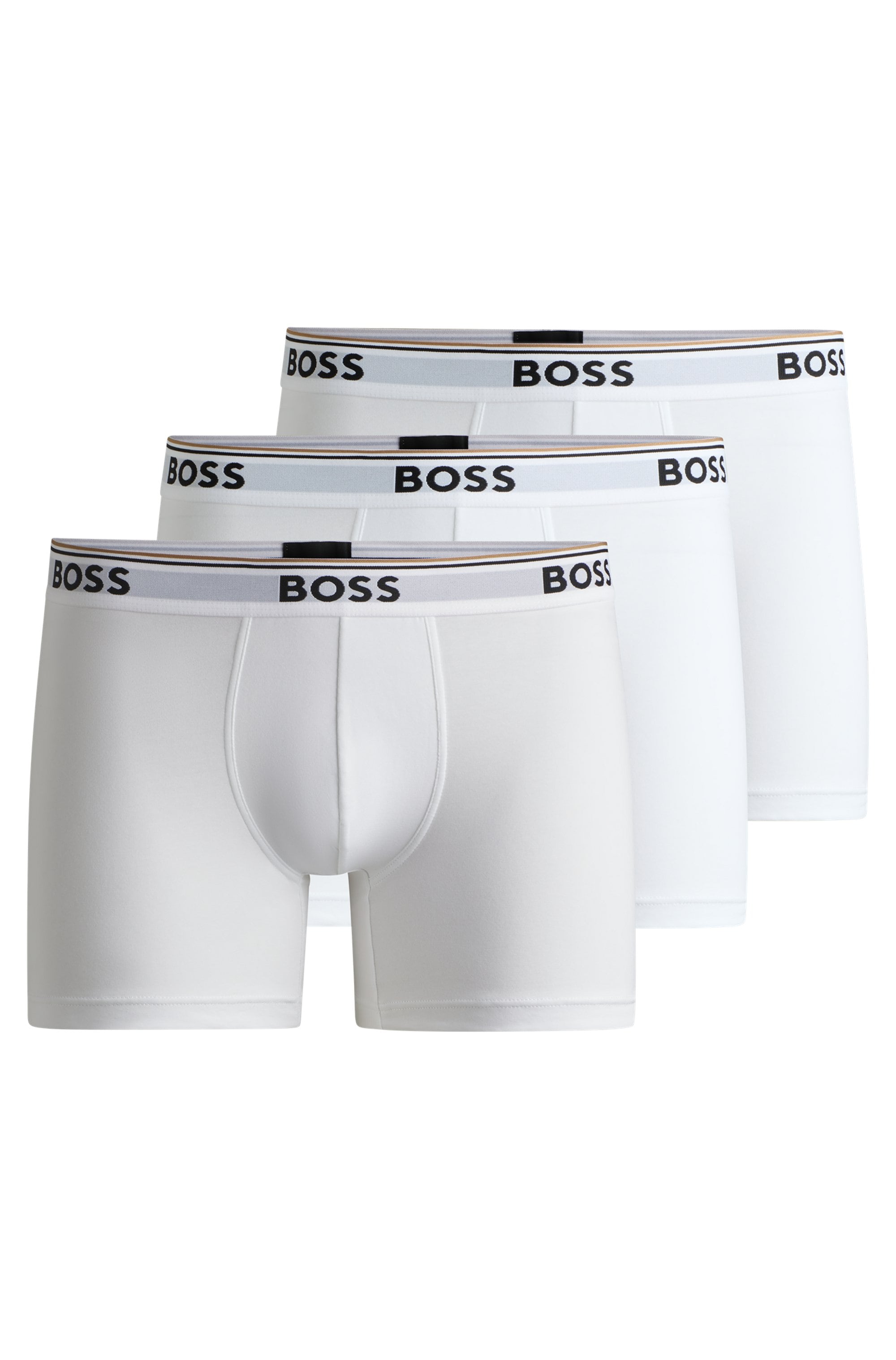 BOSS Langer Boxer »Boxer Brief 3P«, (Packung, 3er-Pack), mit farblich passendem Webbund