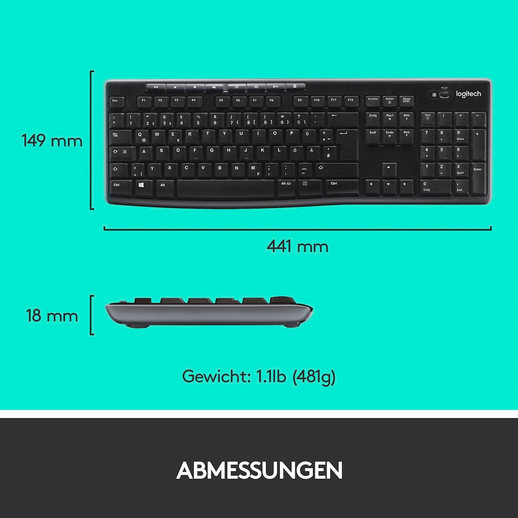 Logitech Tastatur- und Maus-Set »Wireless Combo MK270«