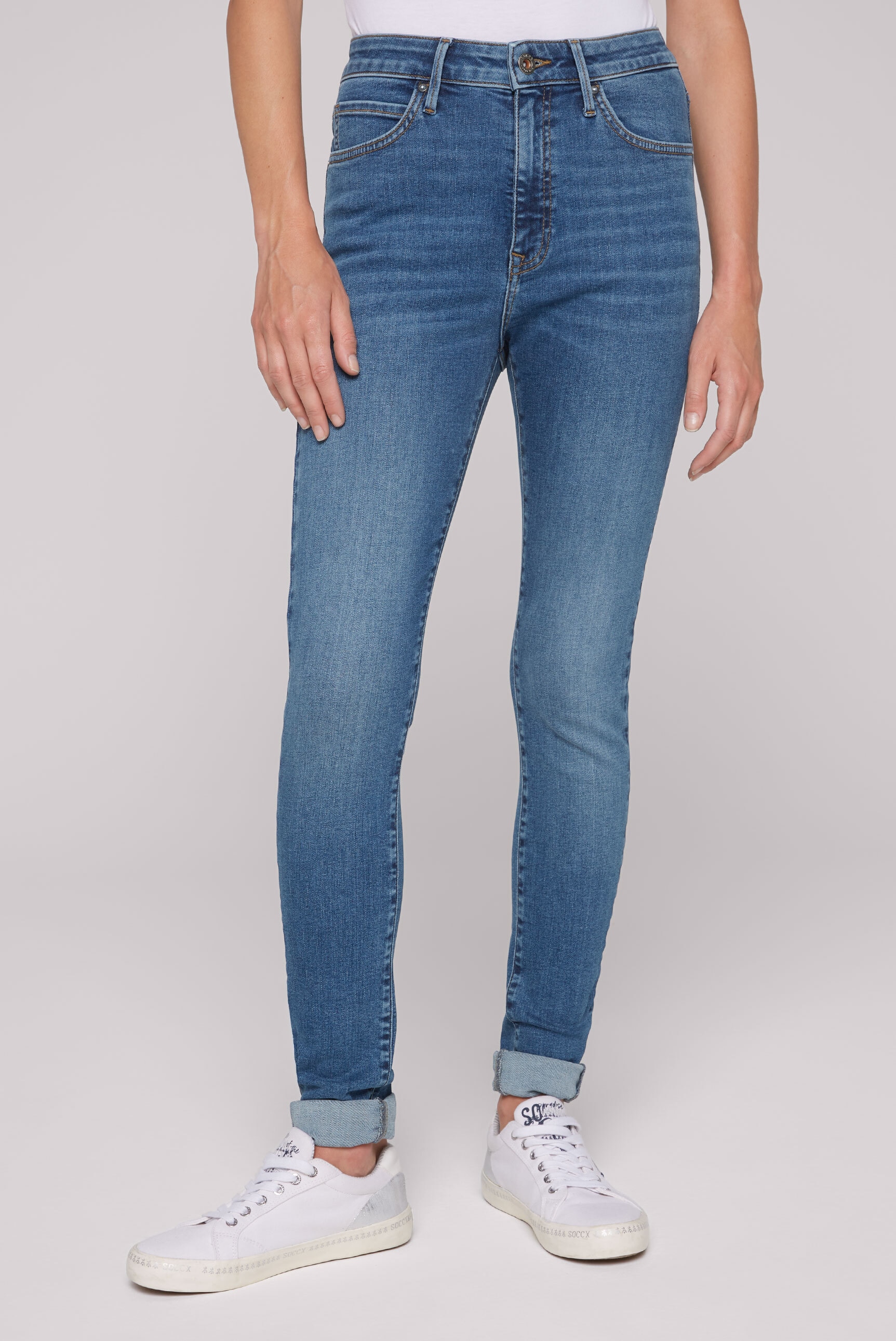 SOCCX Slim-fit-Jeans, mit hoher Leibhöhe