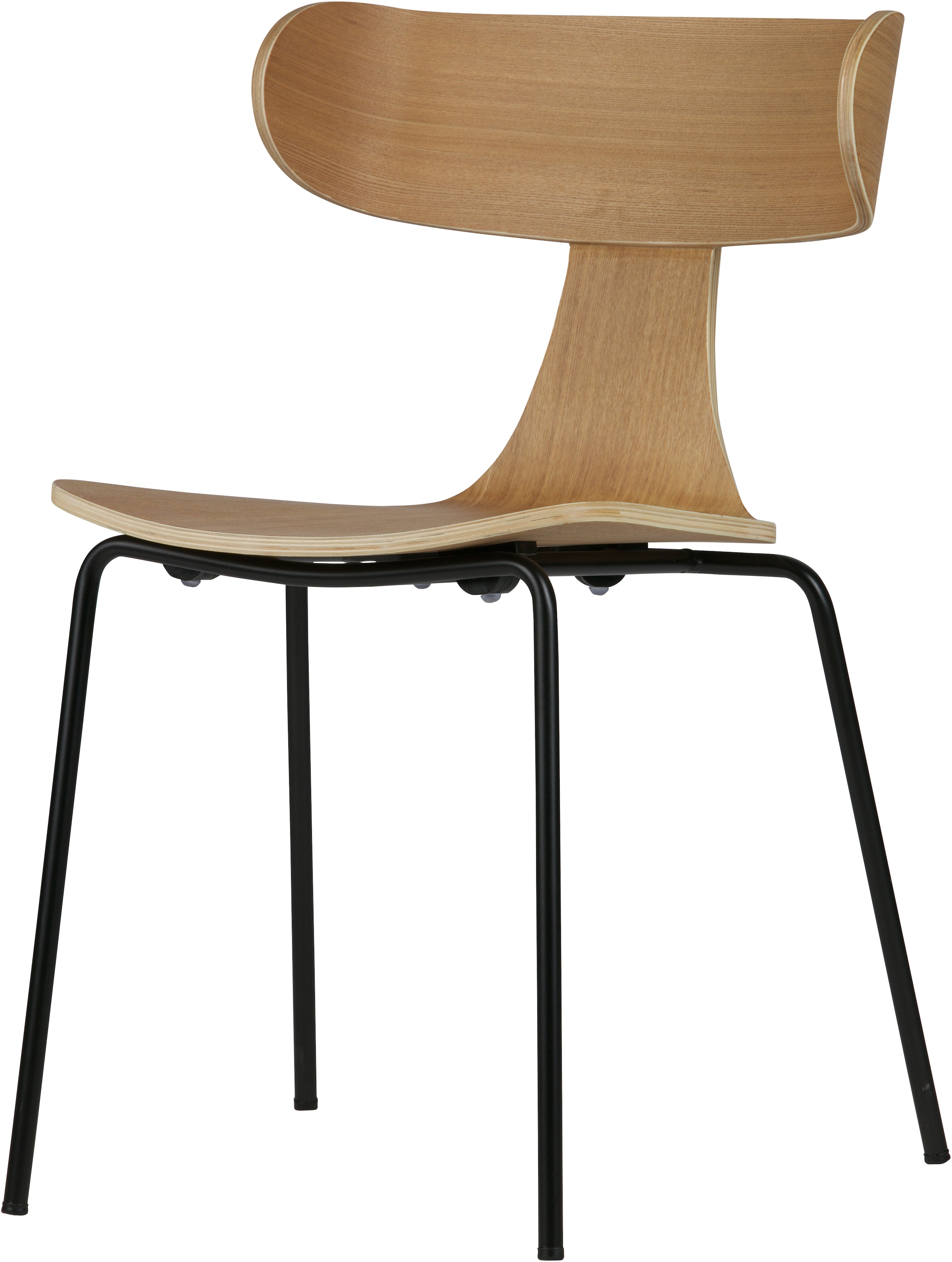 WOOOD Esszimmerstuhl »Form stapelbar mit Eschenfurnier, B 50 x T 52 x H 77,5 cm« (Set) 2 Stk.Stahlgestell, Tragkraft 120 kg, vormontiert im Zweierpack geliefert