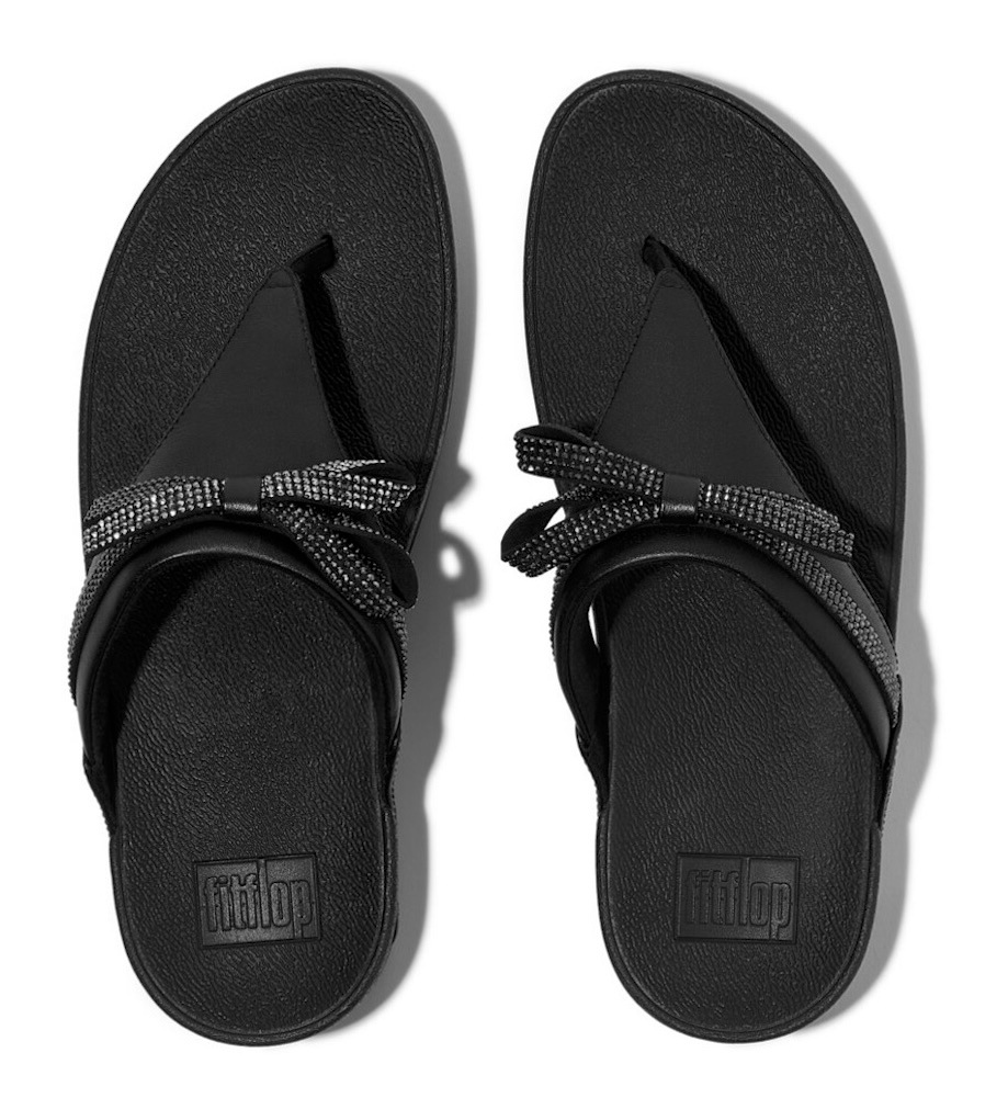 Fitflop Zehentrenner »LULU GLITZ BOW«, Slides, Badeschuh mit Glitter