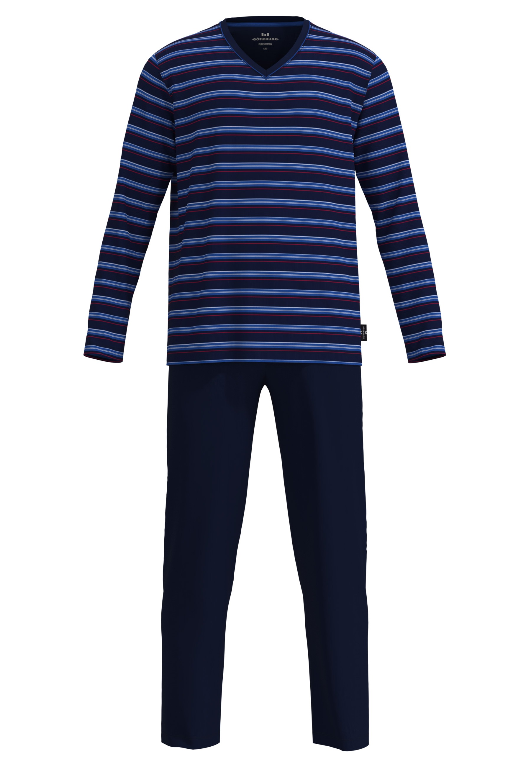 GÖTZBURG Pyjama "Midtown" gestreift, V-Ausschnitt, lang, Baumwollmix günstig online kaufen