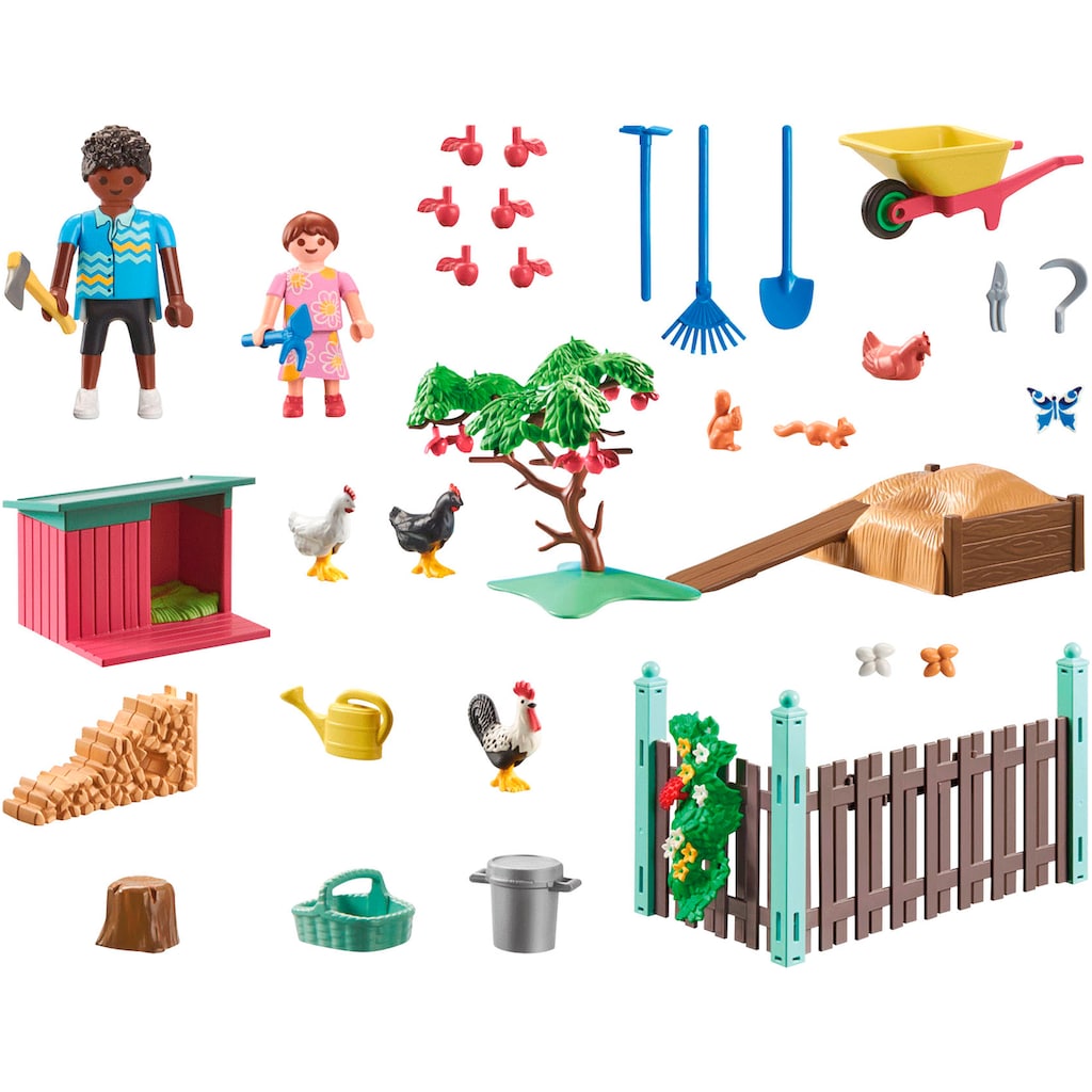 Playmobil® Konstruktions-Spielset »Kleine Hühnerfarm im Tiny Haus Garten (71510), My Life«, (77 St.), Made in Europe