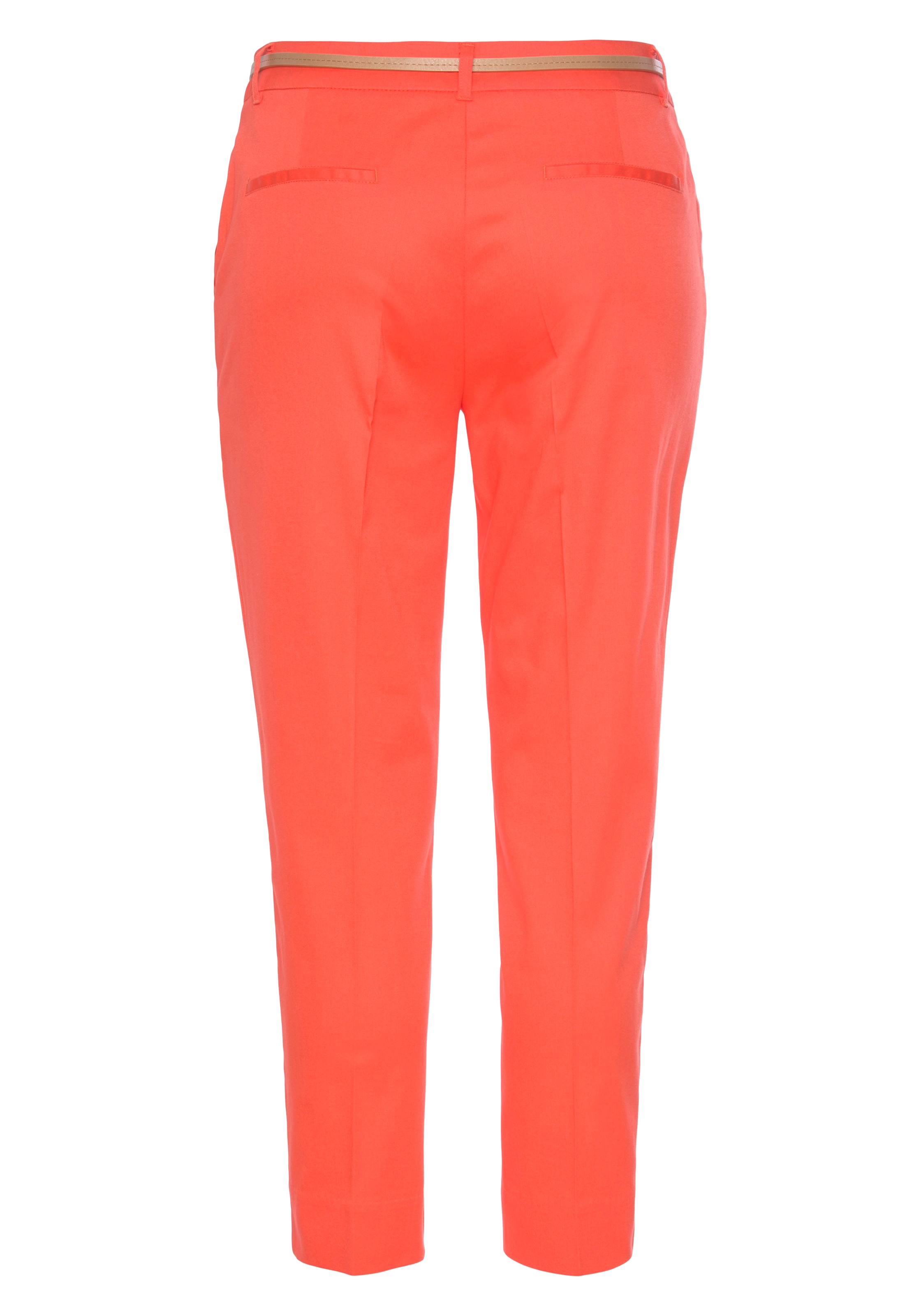 Chinohose VIVANCE, Damen, Gr. 46, N-Gr, orange (papaya), Web, Obermaterial: 98% Baumwolle, 2% Elasthan. Gürtel: 100% Polyurethan, unifarben, figurumspielend knöchellang, Hosen Chinohose, in klassischer Basic-Form, Stoffhose, Business-Look, Topseller 3