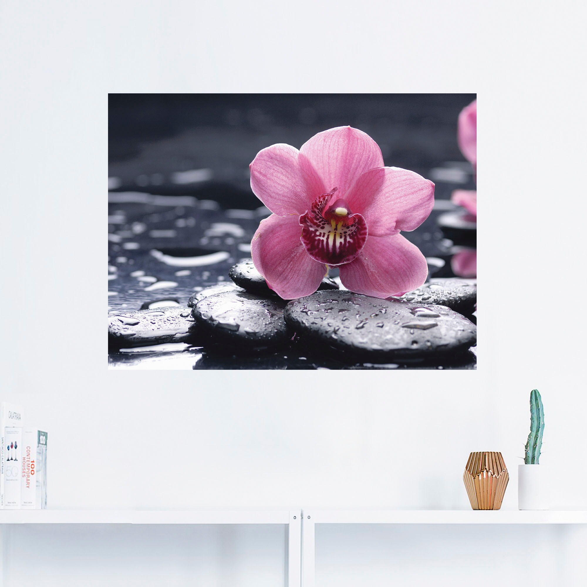 Artland Wandbild "Stillleben mit Kiesel und einer Orchidee", Blumen, (1 St. günstig online kaufen