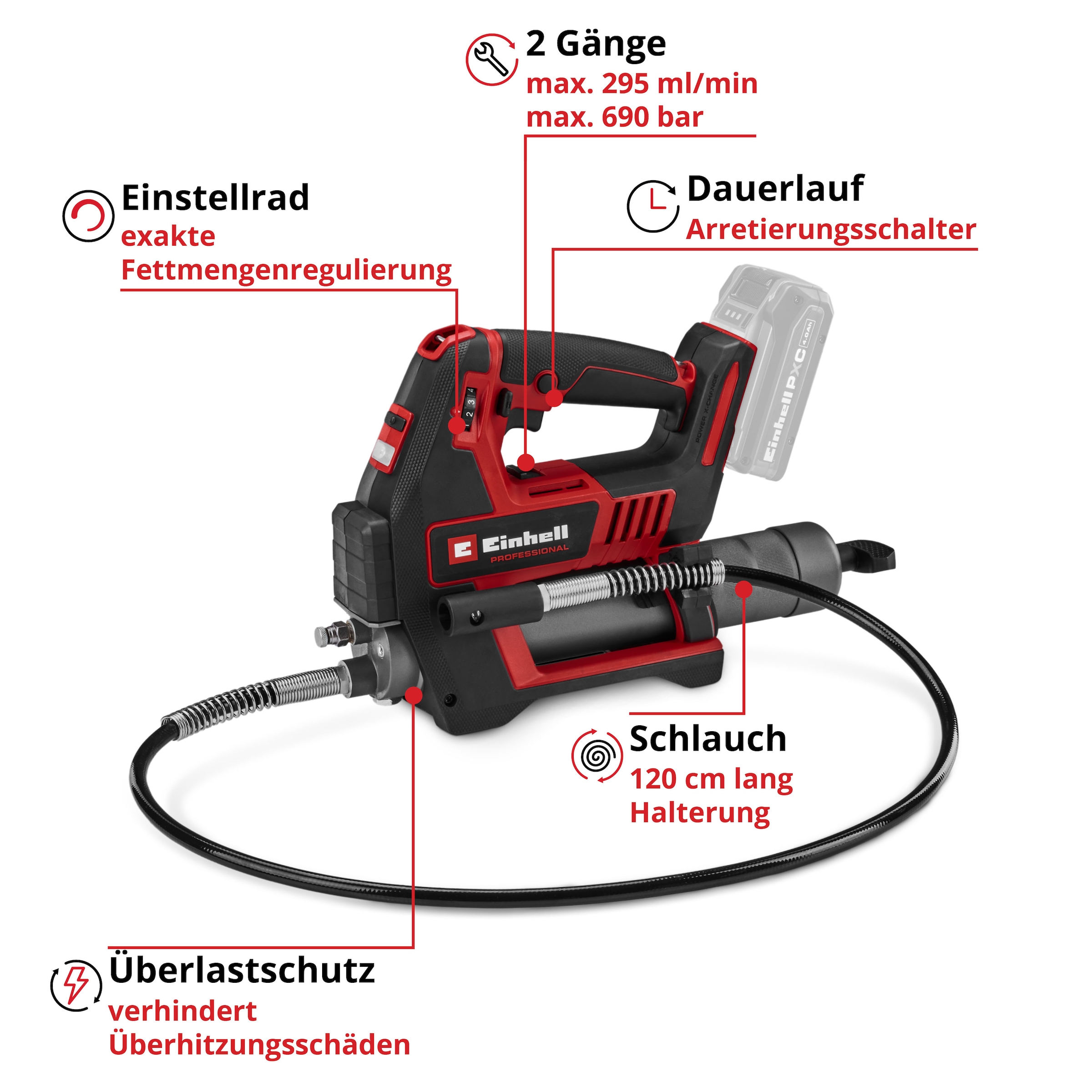 Einhell »TP-GR 18/690 Li - Solo Akku-Fettpresse« ohne Akku und Ladegerät