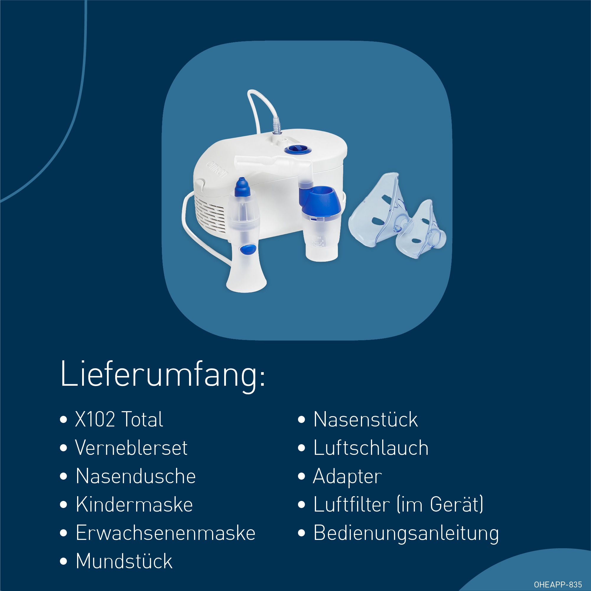 Omron Inhalationsgerät »X102 Total mit Nasendusche, zur Behandlung von Atemwegserkrankungen« mit Nasendusche