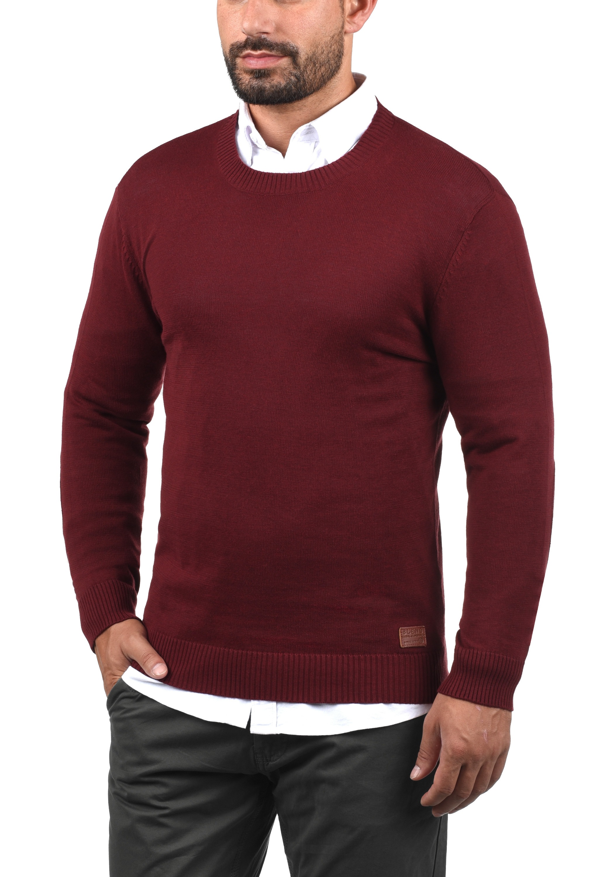 Blend Strickpullover "BHLars" Strickpullover mit aufgestickten Ellenbogenpa günstig online kaufen