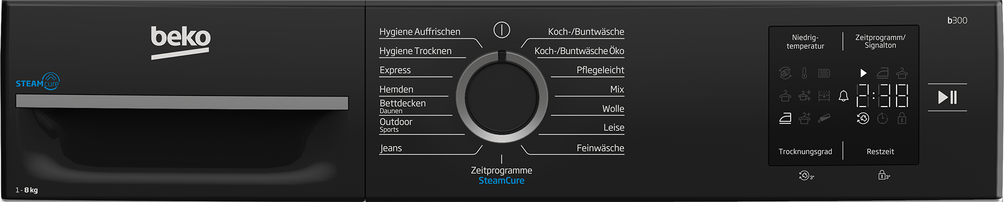 BEKO Wärmepumpentrockner »BM3T38240W« AquaWave bewegt die Wäsche wellenförmig und besonders schonend.