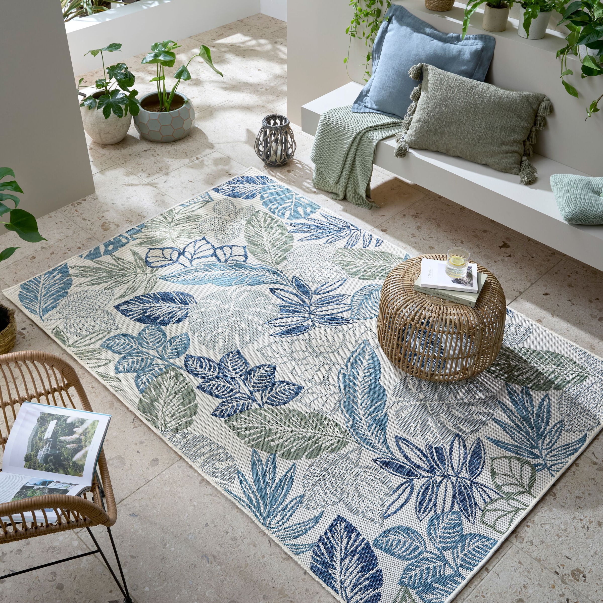 FLAIR RUGS Teppich »Bella Leaf«, rechteckig, 4 mm Höhe, Bella Leaf Indoor Outdoor-Teppichbodenläufer