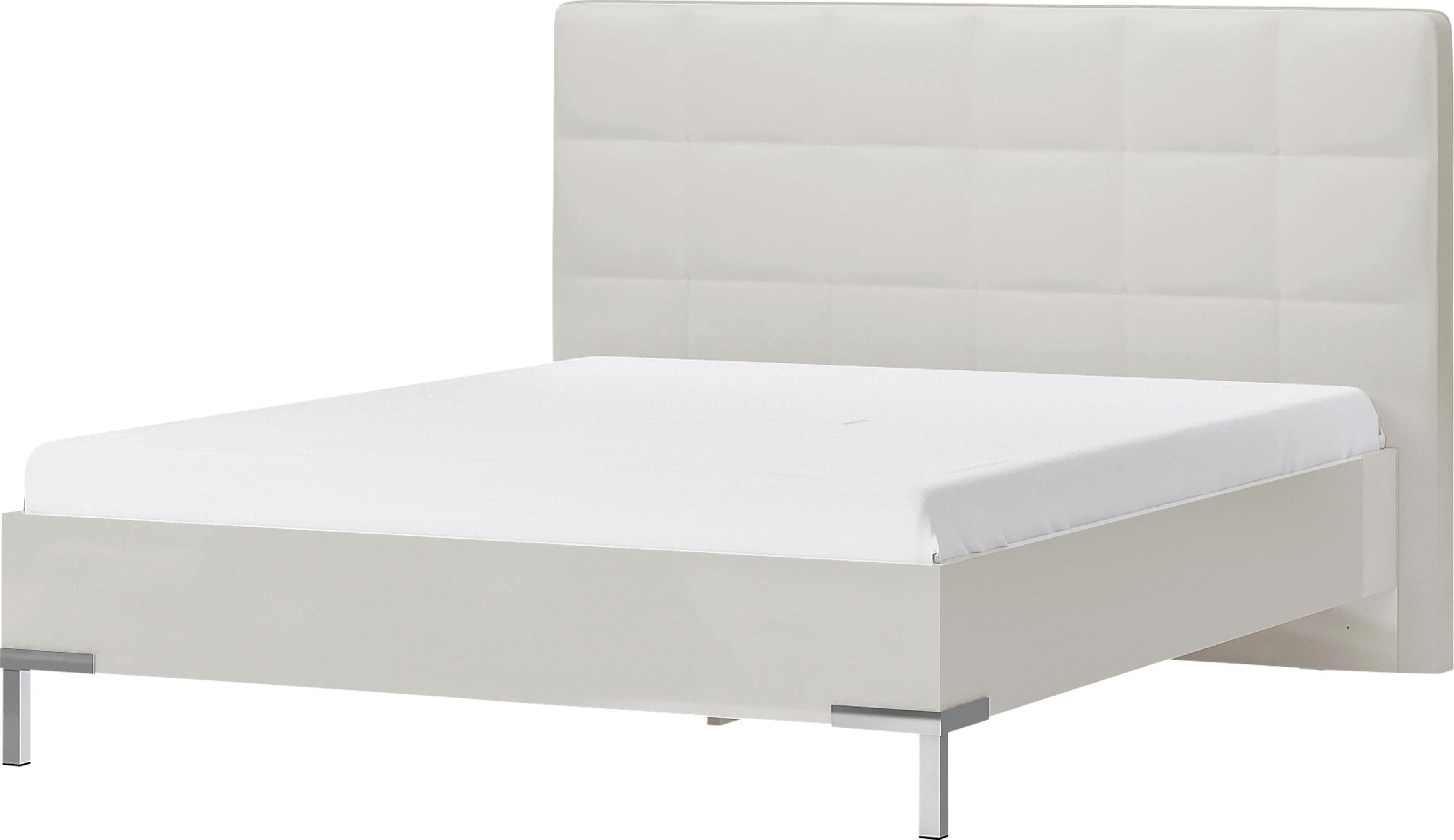 OTTO home Bett "Piano, Liegefläche 160x200 oder 180x200cm, FSC-zertifiziert" mit gepolstertem Kopfteil, UV Lackierung hochglanz beige oder weiß