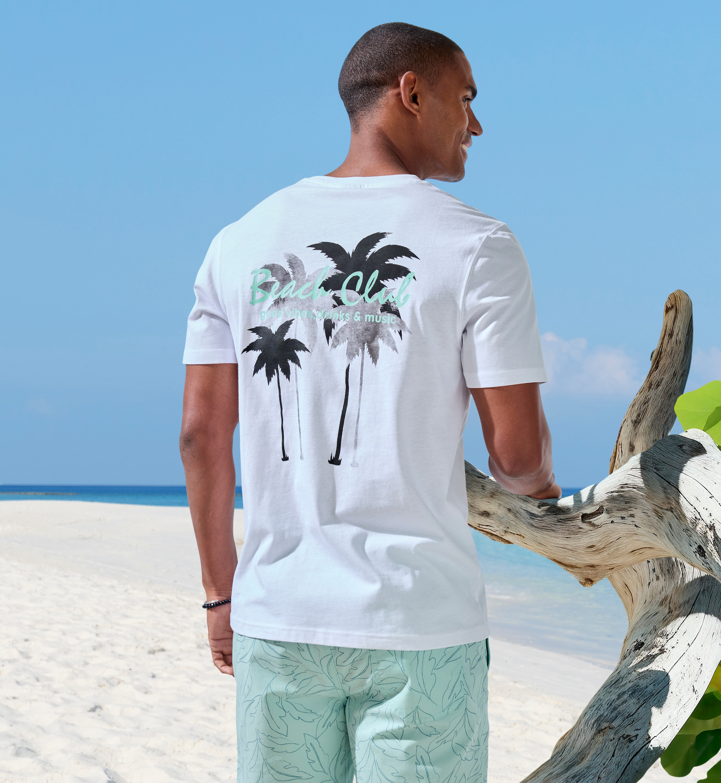 Beachtime T-Shirt »mit großem Rückenprint«, Regular-Fit, mit Print vorn und hinten