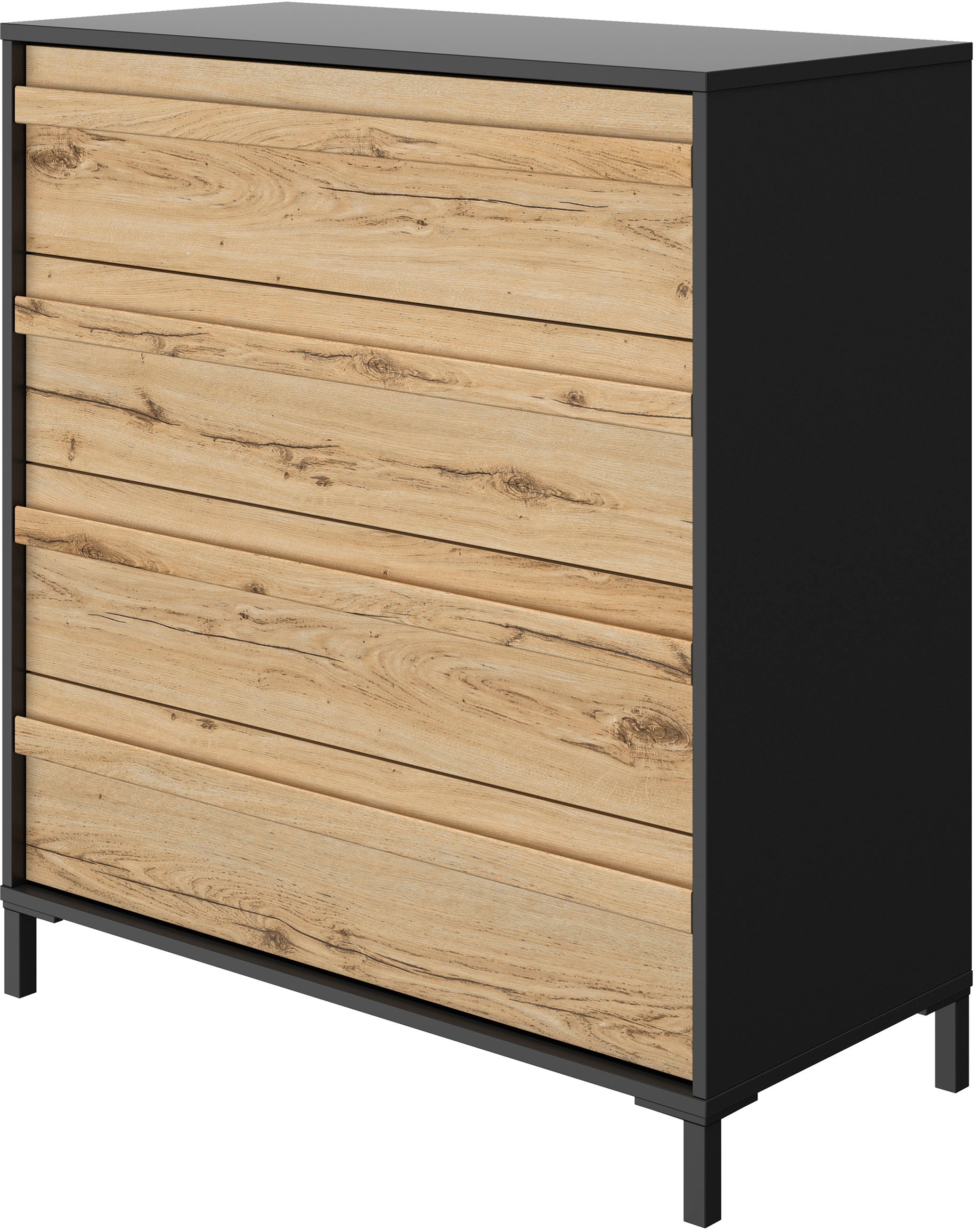 Gami Schlafzimmer-Set »Mimizan«, (4 tlg., Bett, 2x Nachttische, Kleiderschrank, Kommode, Garderobenschrank)