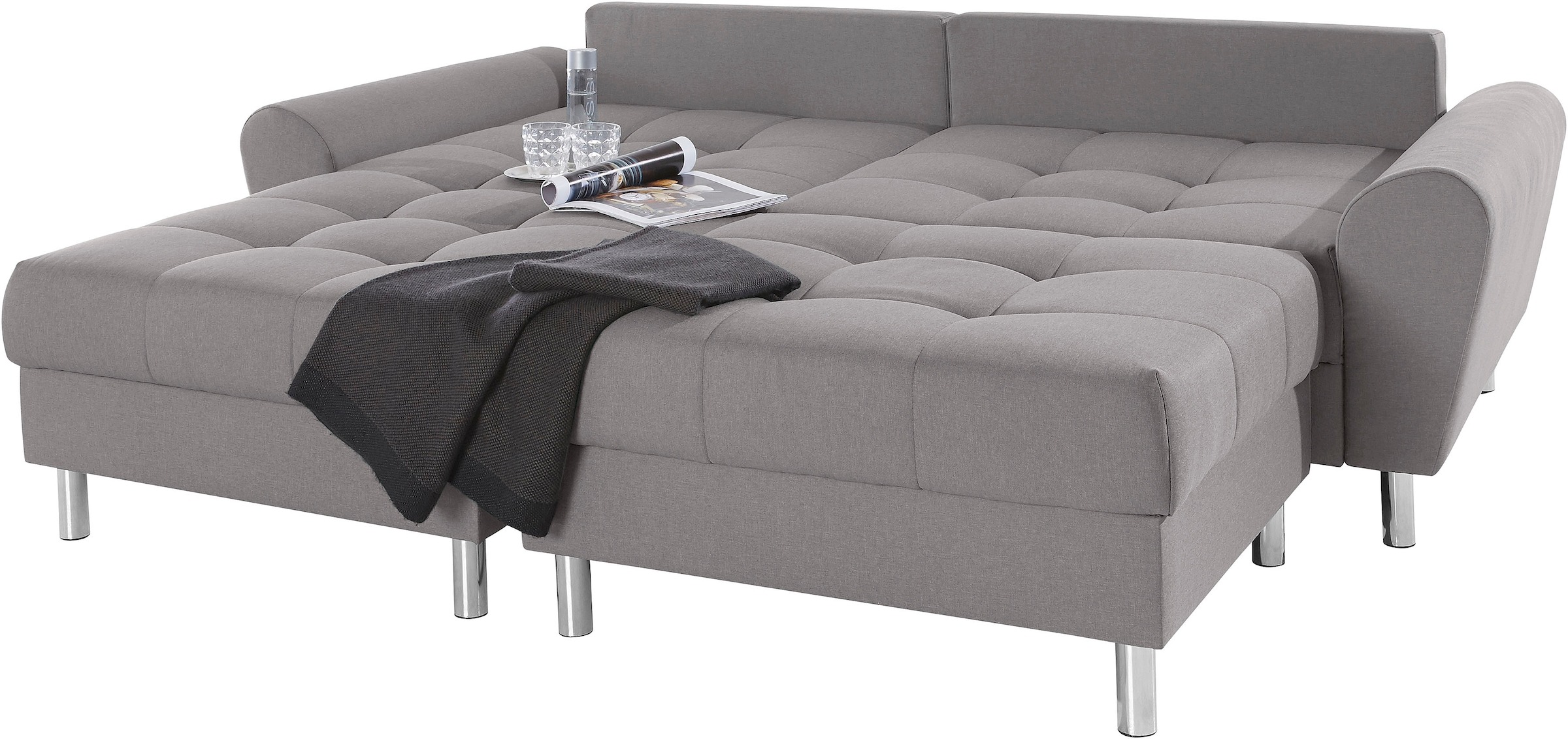 COLLECTION AB Ecksofa »Rada L-Form«, inklusive Hocker, Bettfunktion und Federkern