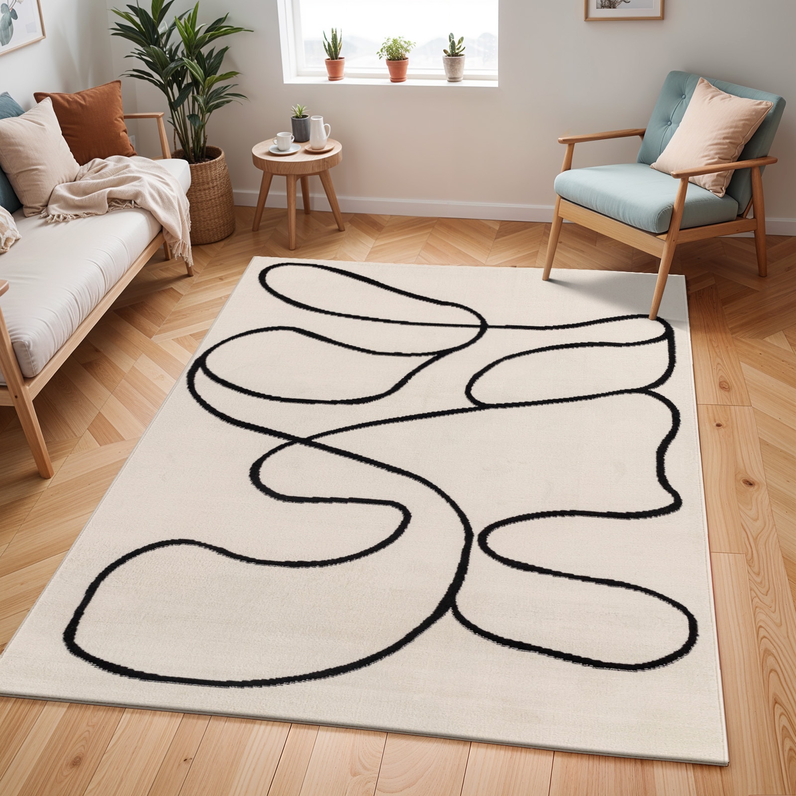 Livabliss Teppich »DEHLI« rechteckig 11 mm Höhe Skandinavischer Teppich, Moderner Kurzflor Boho-Wohnzimmerteppich