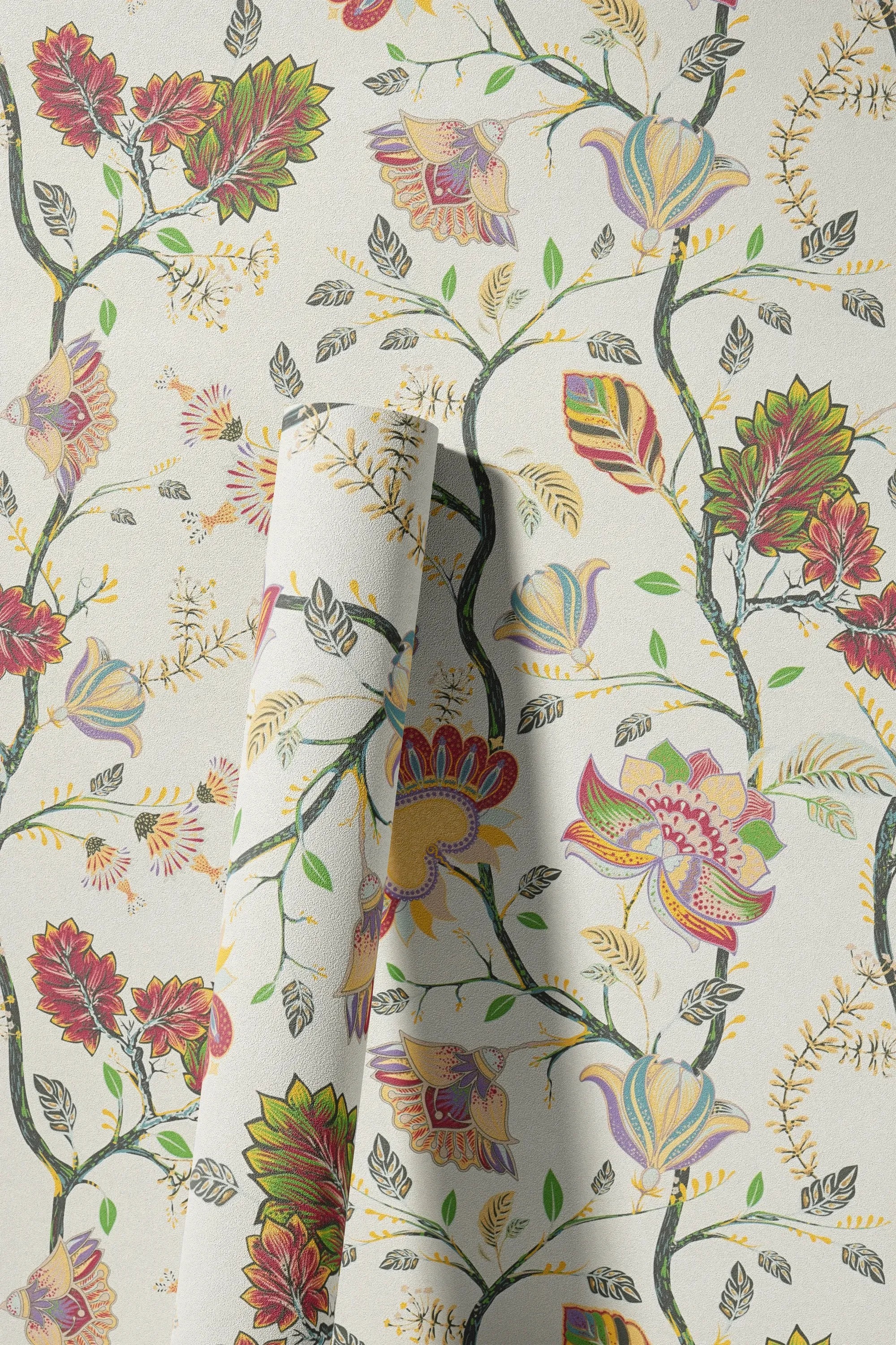 A.S. Création Vliestapete »Bunte Floral« geblümt leicht strukturiert Vliestapete floral Blumen Landhaus, Bunt und Creme