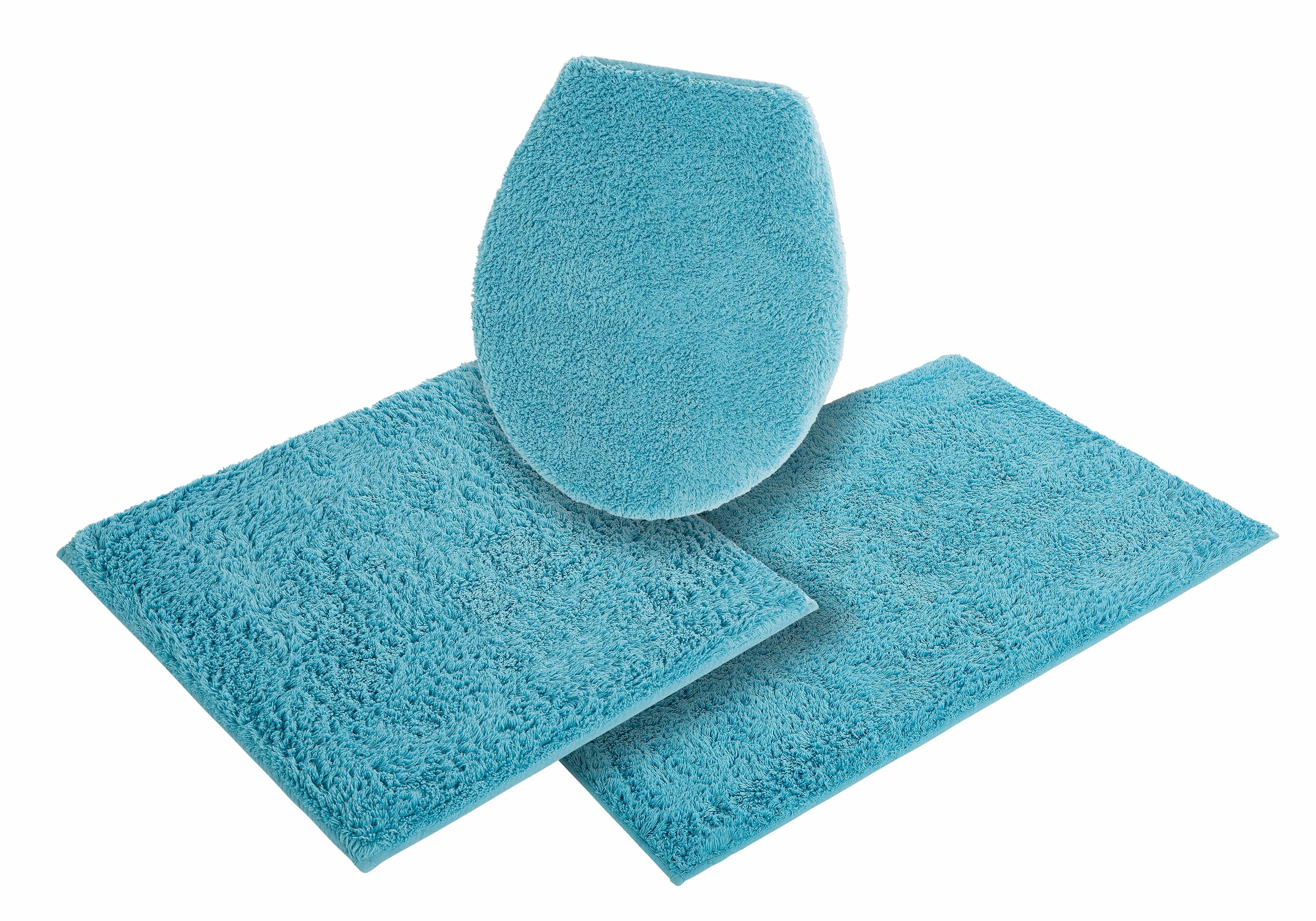 my home Badematte »Maren, Badvorleger, Badezimmer Teppich«, rutschhemmend beschichtet, fußbodenheizungsgeeignet, Bio-Baumwolle, Badteppich, Badematten auch als 3 teiliges Set