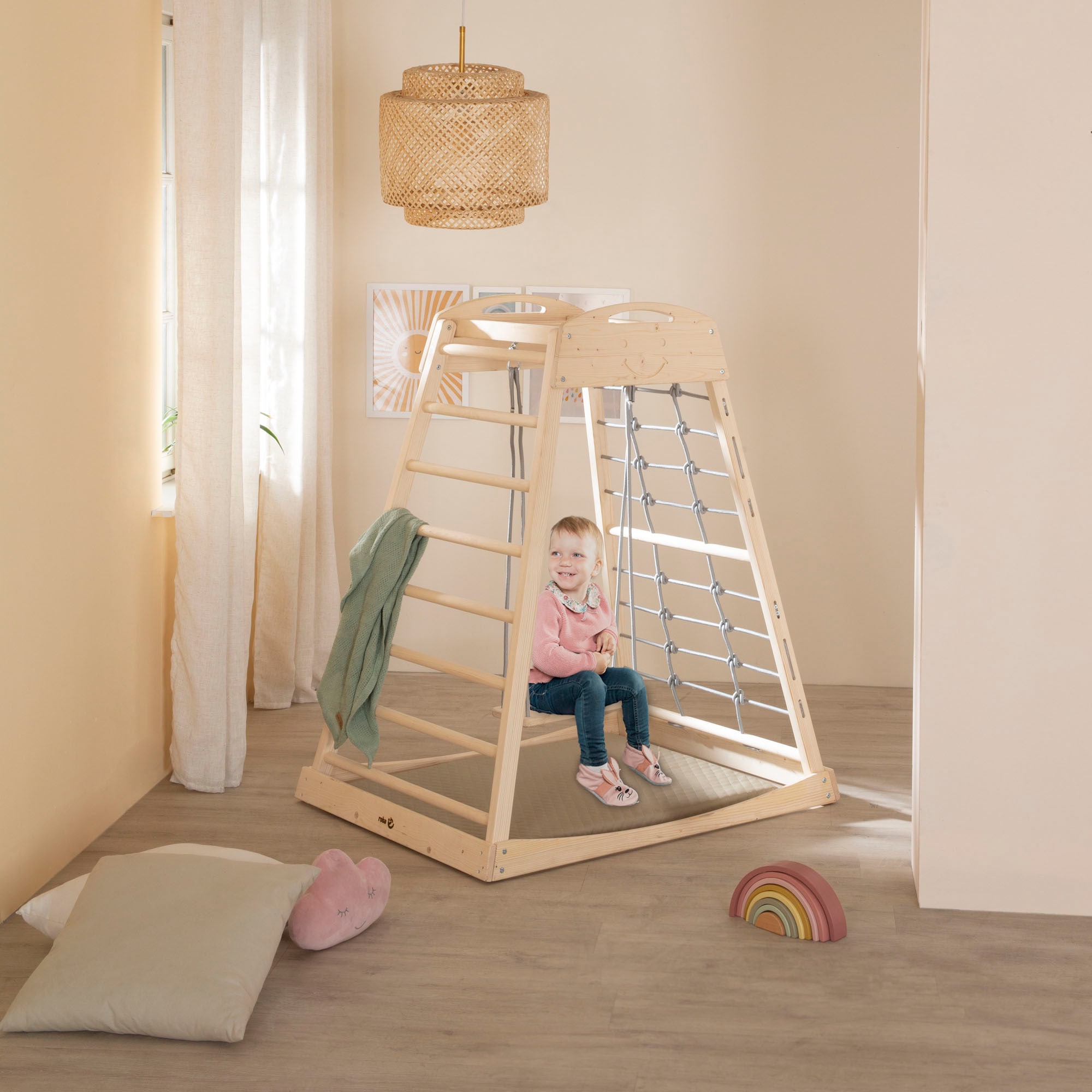roba® Klettergerüst »Montessori Indoor Spielturm«, Belastbar bis 70 kg