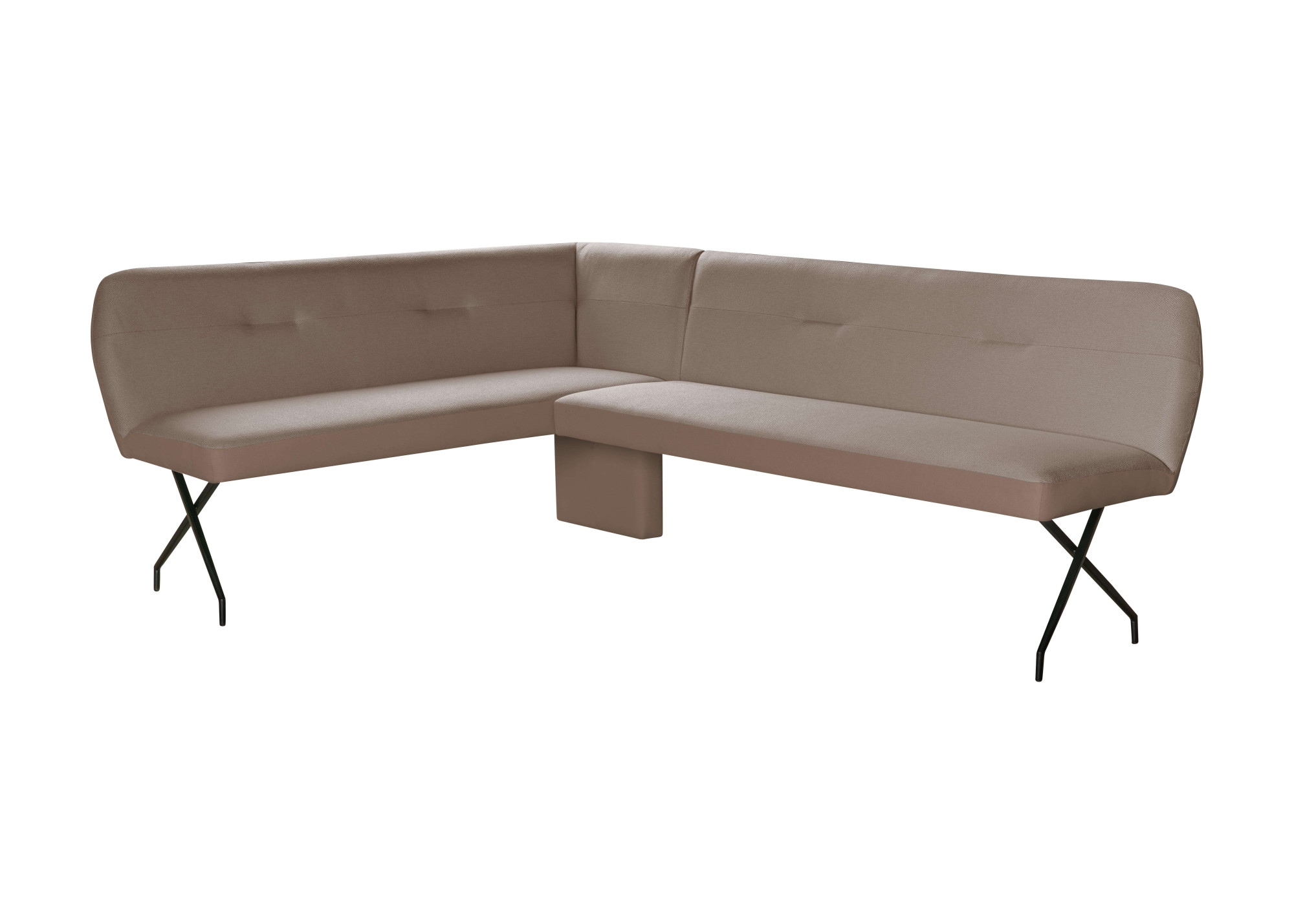 OTTO home Eckbank "Bruna Esszimmerbank, Bank, Küchenbank, Polsterbank" Mattschwarzes Metallgestell, 2-Stoff-Design, Wellenfederung im Sitz