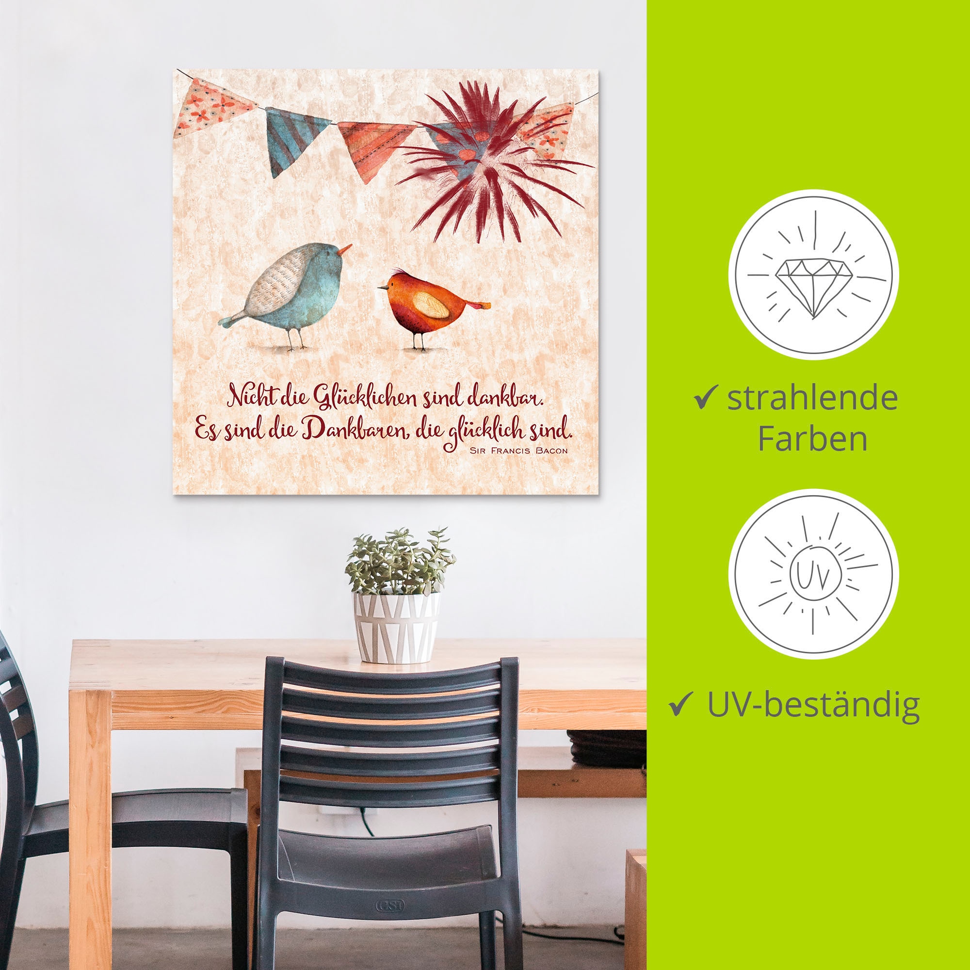 Artland Wandbild »Lebensweisheit Glücklich« Tiere 1 Stk. tlg. als Alubild, Leinwandbild in verschied. Größen