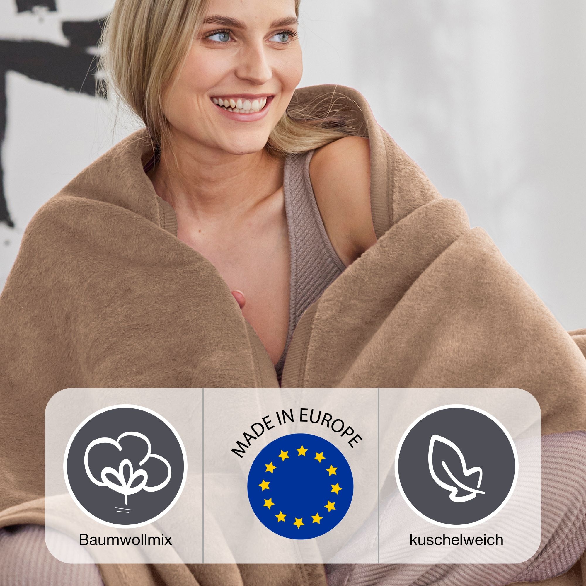 IBENA Wohndecke »Luxus« verschiedene Größen, uni, Kuscheldecke, Premium, made in Europe!
