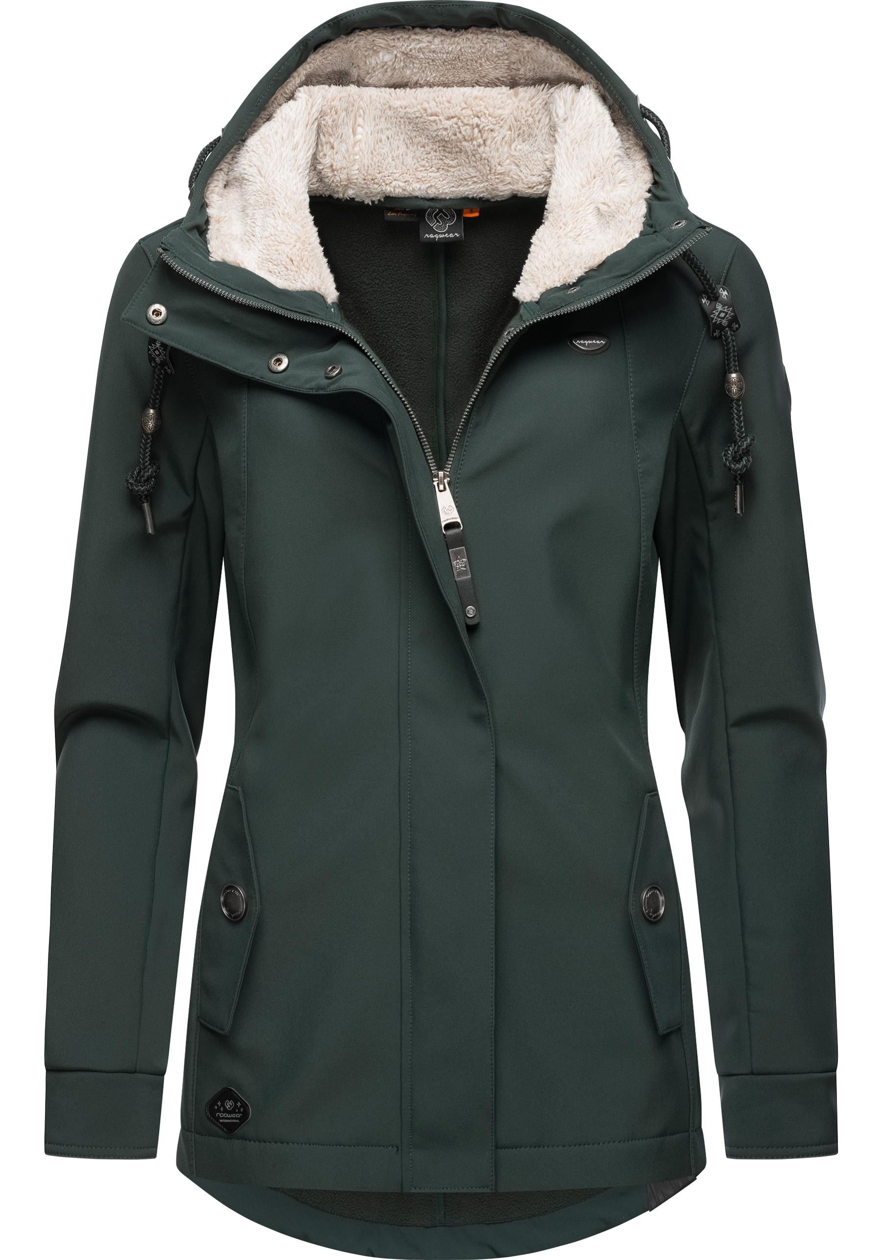 Ragwear Softshelljacke »Monadde Softshell«, mit Kapuze, Praktische wasserabweisende Softshell Damenjacke