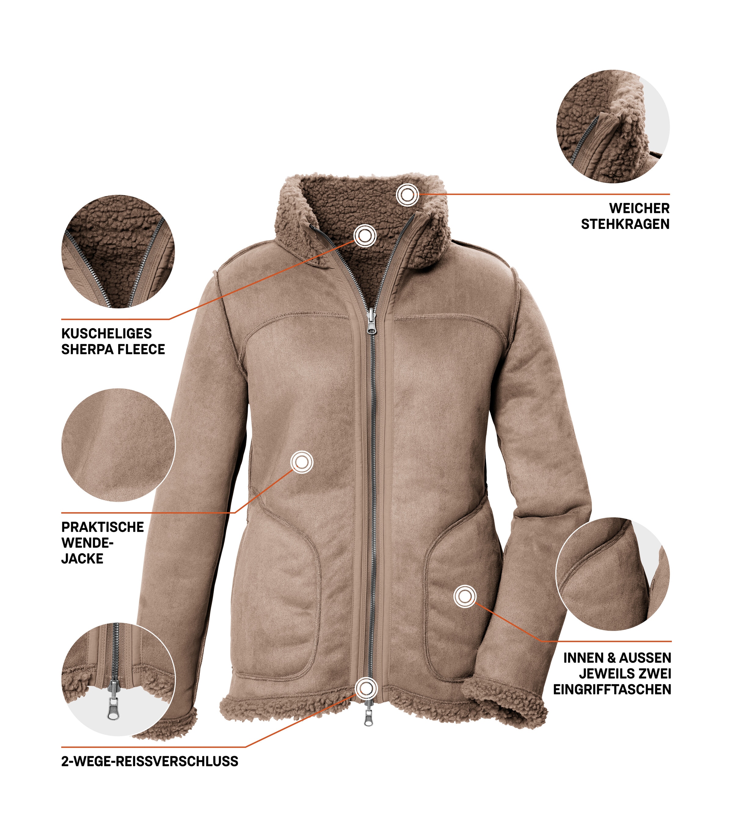G.I.G.A. DX by killtec Wendejacke »GW 62 WMN JCKT«, Wendbare Damenjacke in Wildlederoptik, warm, mit 4 Taschen