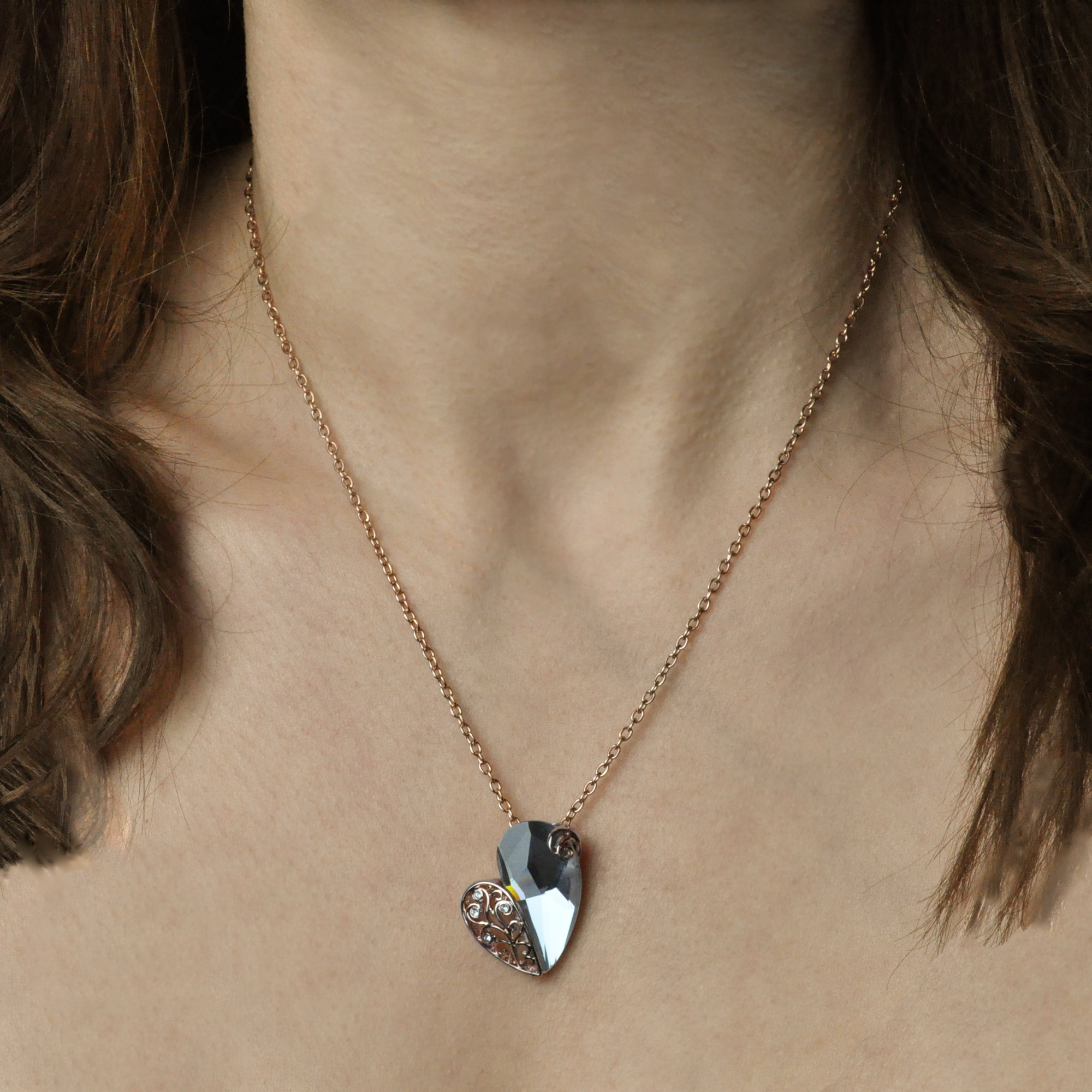 Steuer Lange Kette »Kette, rosegoldfarben, mit Herzanhänger«