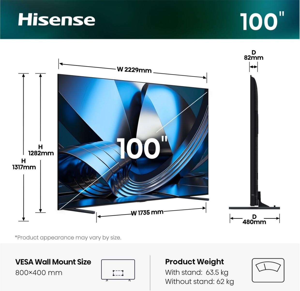 Hisense QLED-Fernseher »100U7DSE« 253 cm/100 ″ Smart-TV