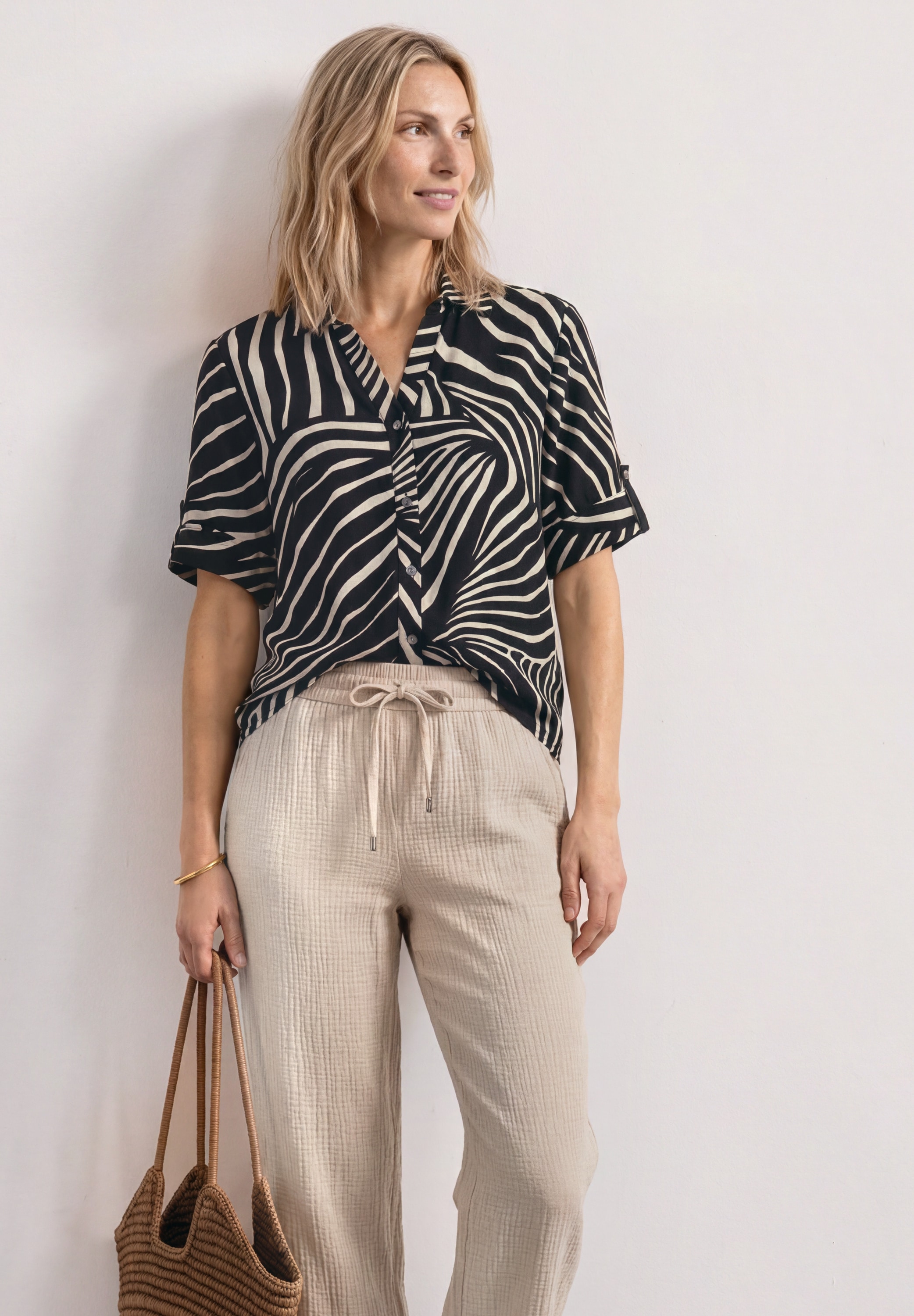 STREET ONE Kurzarmbluse Kurzarm Sommerbluse mit Allover-Print