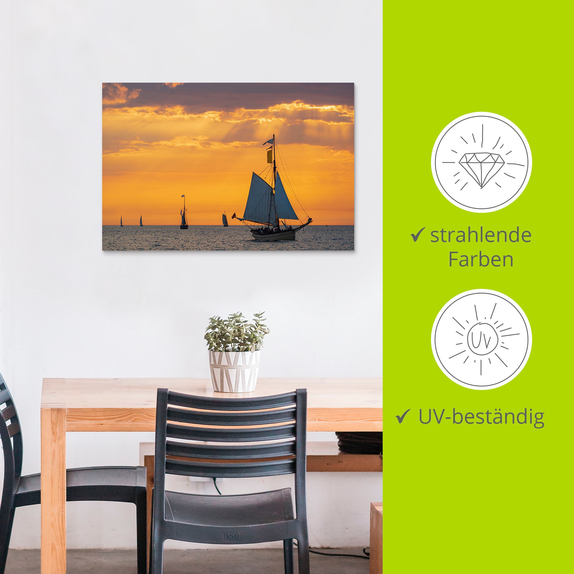 Artland Wandbild »Segelschiffe auf der Hanse Sail in Rosto«, Gewässer, (1 St.), als Alubild, Leinwandbild, Wandaufkleber oder Poster in versch. Größen