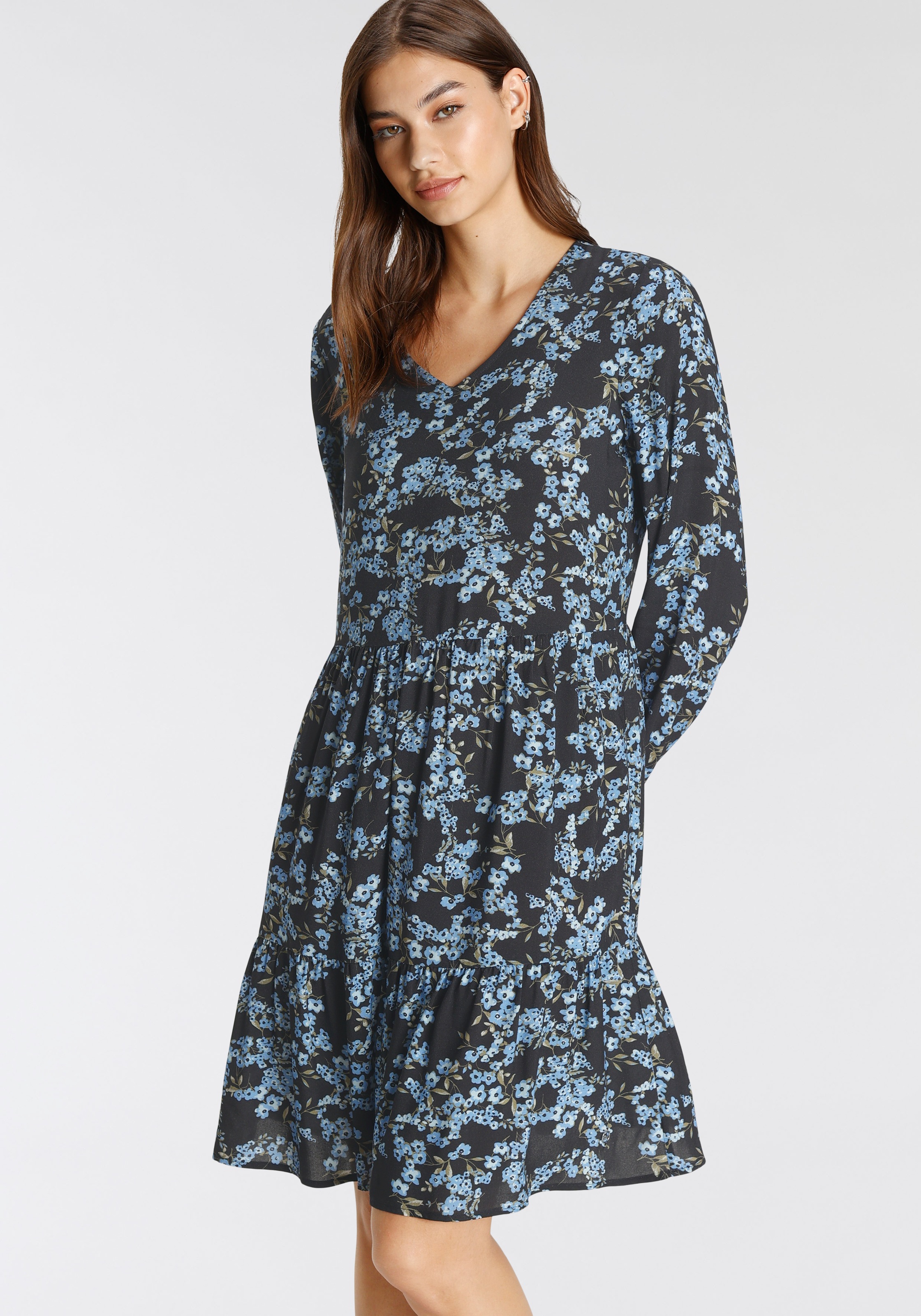 Tamaris Blusenkleid, mit Volants und V-Ausschnitt günstig online kaufen