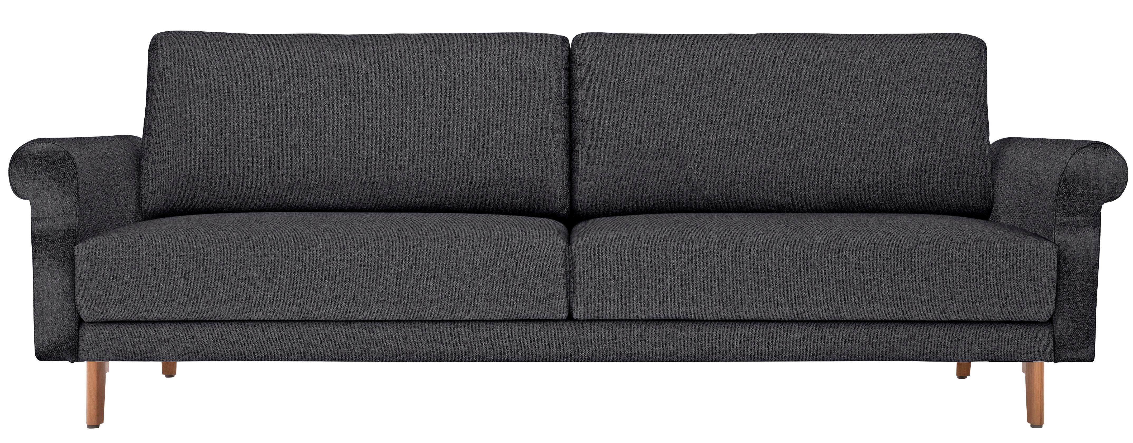 hülsta sofa 2-Sitzer hs.450, Armlehne Schnecke modern Landhaus, Breite 168 cm, Fuß Nussbaum, wahlweise Stoff oder Leder