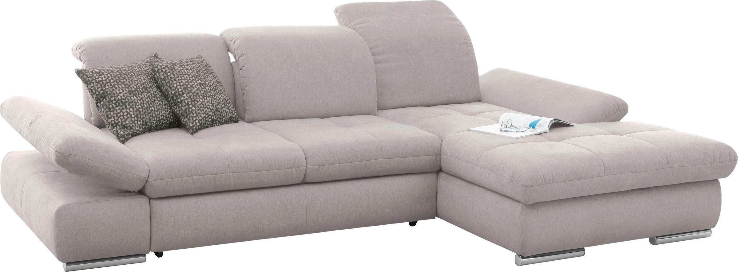 Ecksofa "SO4100 V", grau (elefant), B:284cm H:80cm T:190cm, SET ONE BY MUSTERRING, Sofas, Ecksofa, mit verstellbaren Kopfteilen, wahlweise mit Funktionen, Cord-Bezug 5