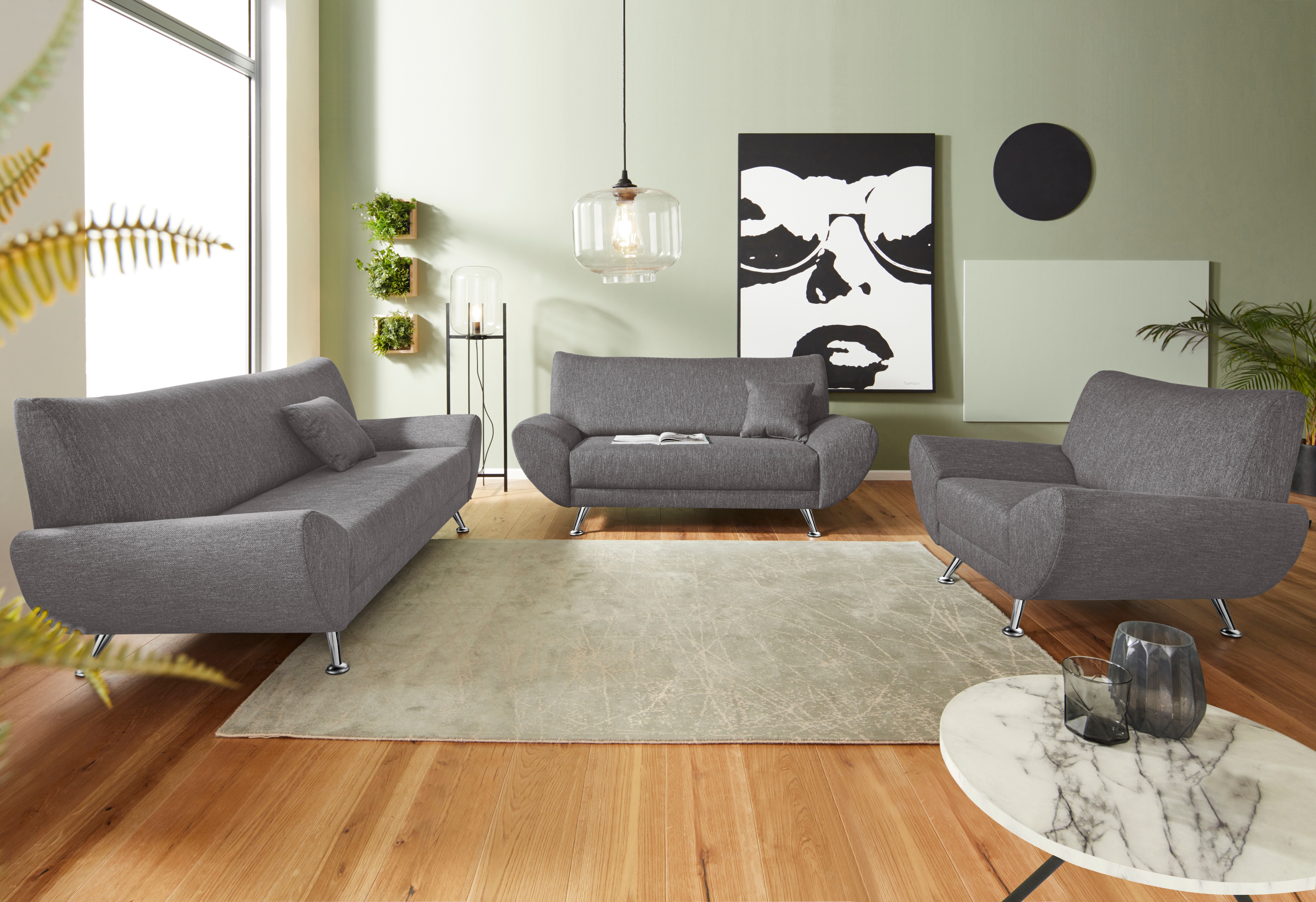 Home affaire Polstergarnitur "Saltare elegant & komfortabel, 3-2-1, bequem, Designfuß" 3 Stk. tlg.