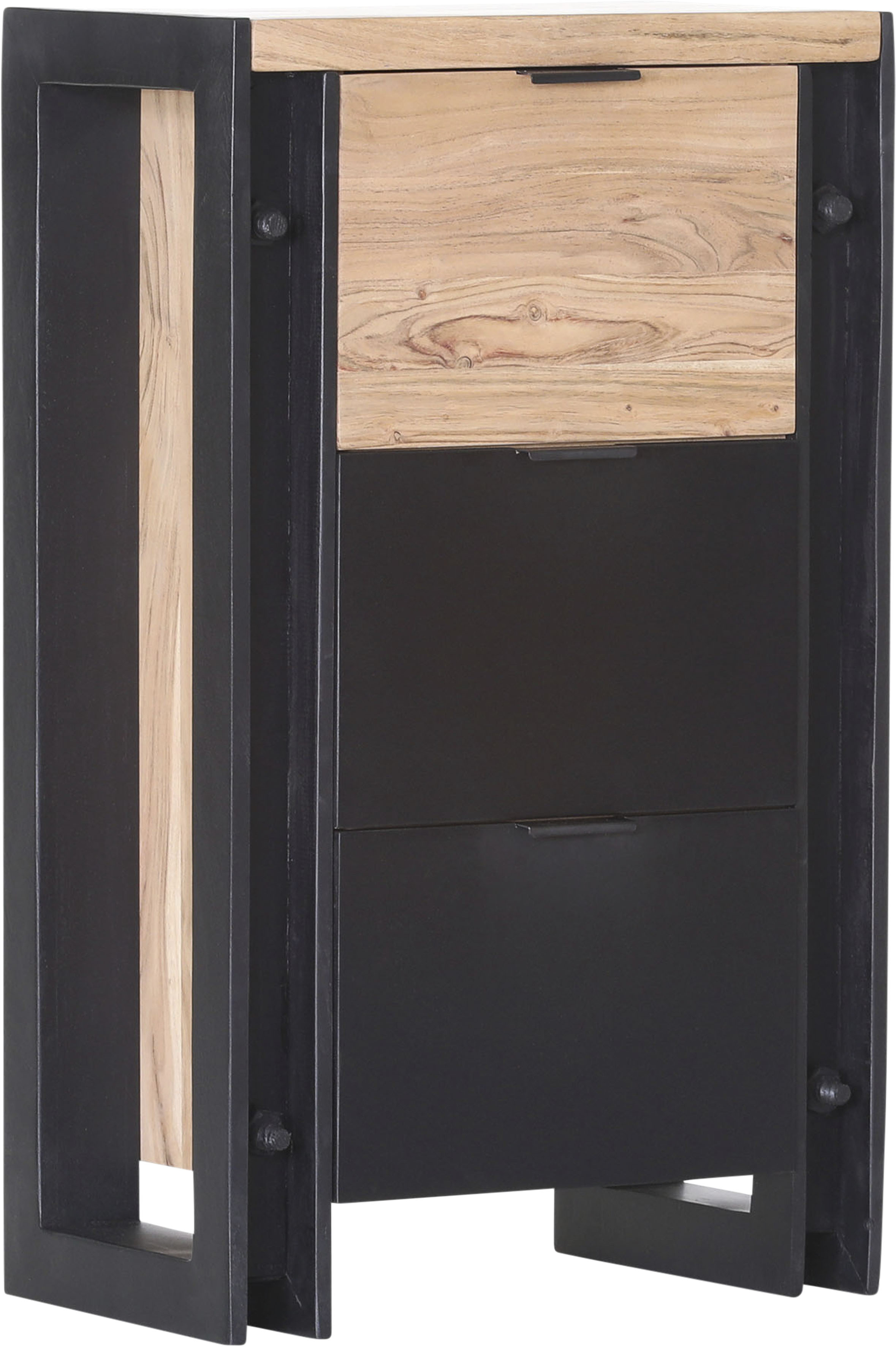 Gutmann Factory Kommode "Massivholzkommode aus Akazie, massiv natur, Höhe 98 cm" Gestell schwaz lackiert, in Stahl-Optik