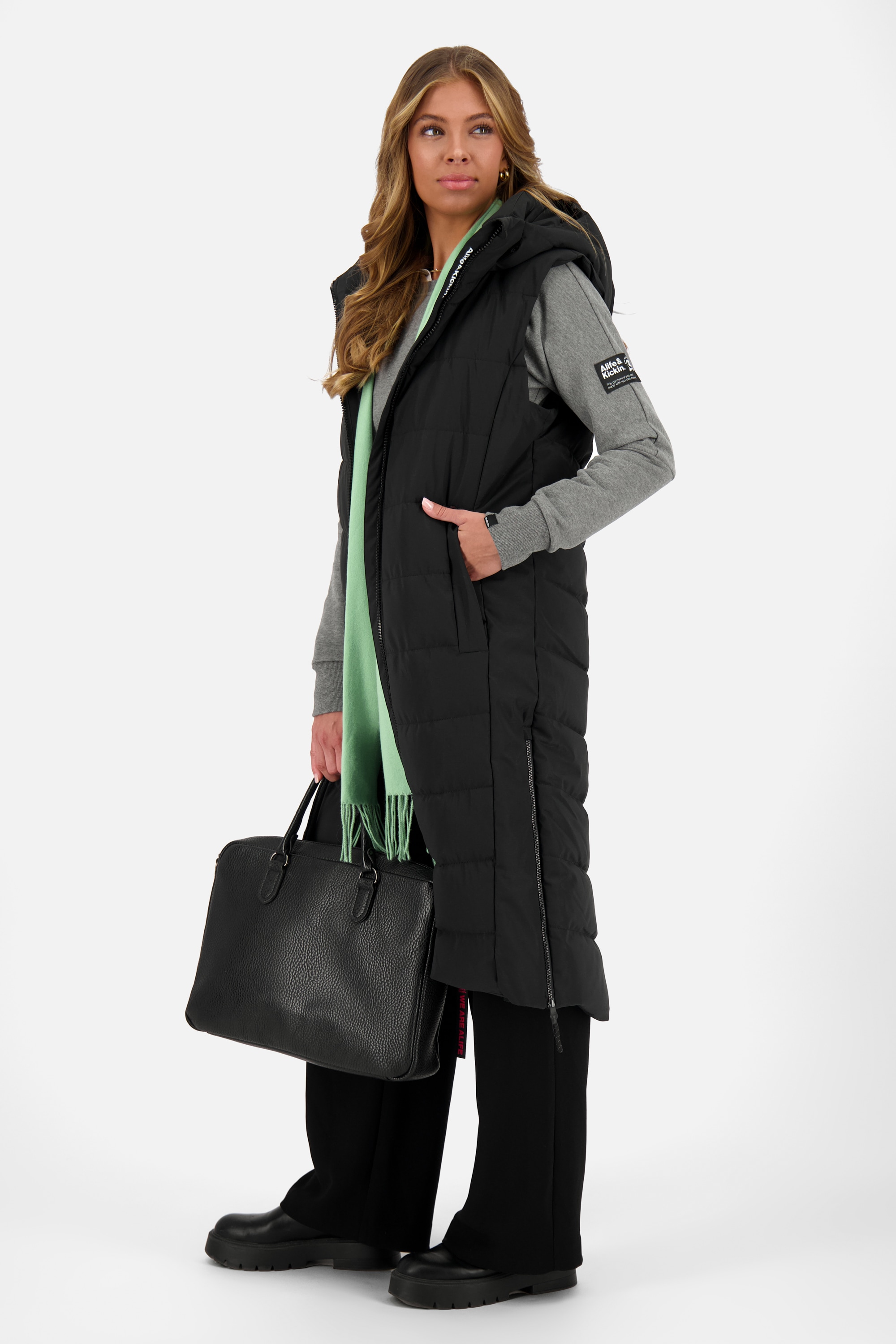 Alife & Kickin Steppjacke »Damen NellyAK A«, mit Kapuze, Mantel & Weste in einem, mit abnehmbaren Ärmeln in schmaler Passform