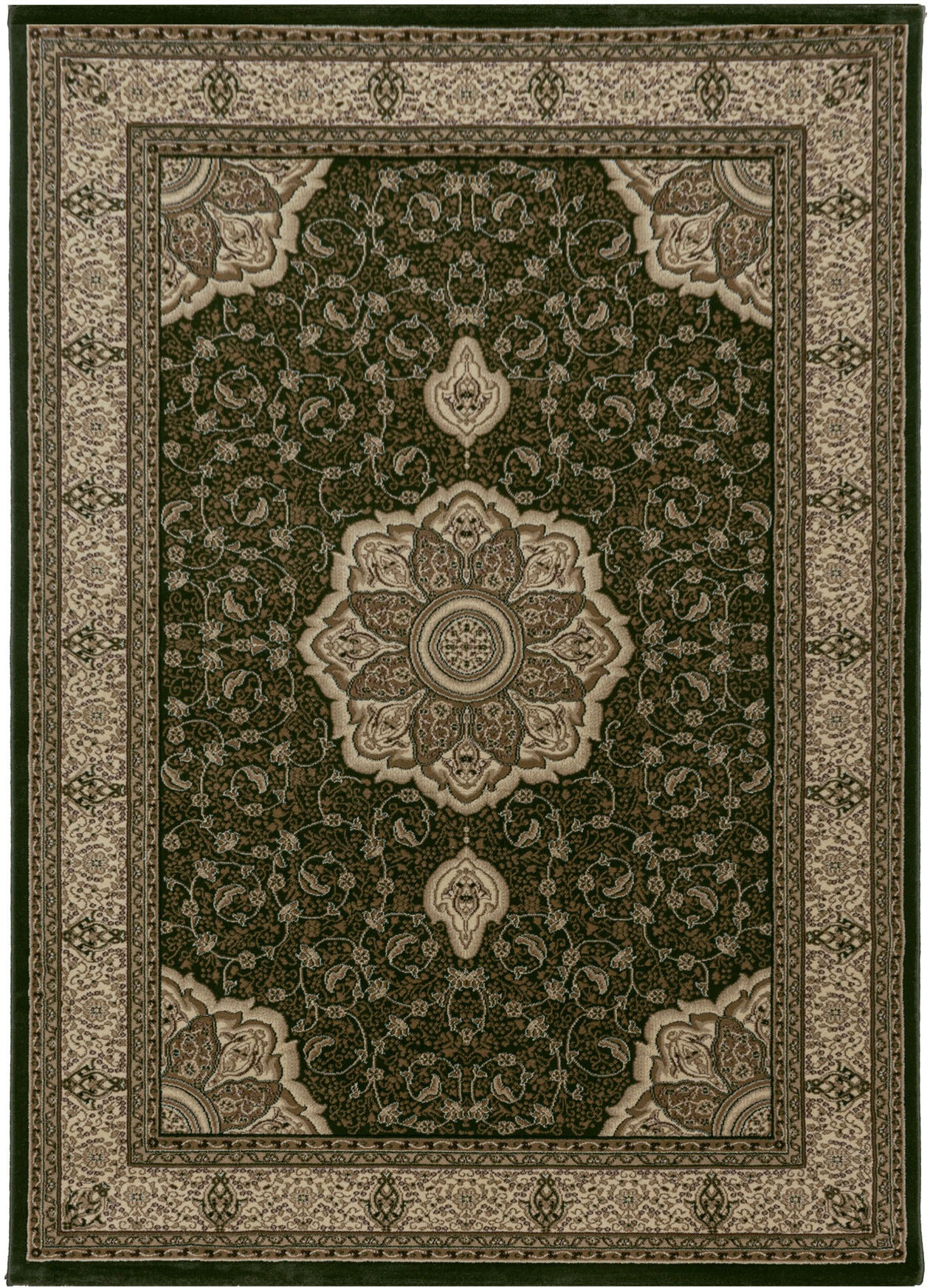 Teppich AYYILDIZ TEPPICHE "KASHMIR 2601", grün, B:200cm H:10mm L:290cm, Polypropylen (PP), Teppiche, Teppich, Orient Optik, pflegeleicht, robuster Kurzflor, Wohnzimmer 2