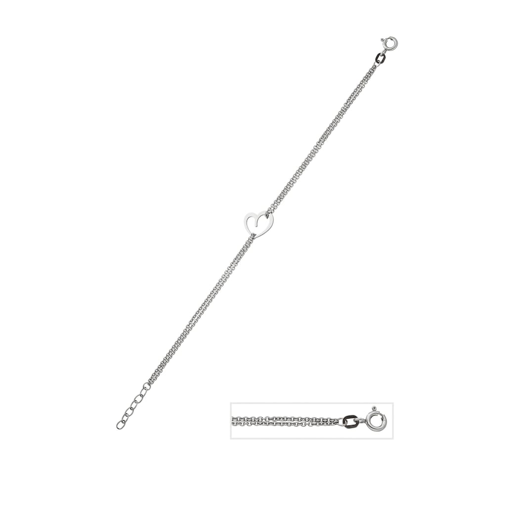 JOBO Silberarmband »Herz-Armband« 925 Silber rhodiniert 19 cm