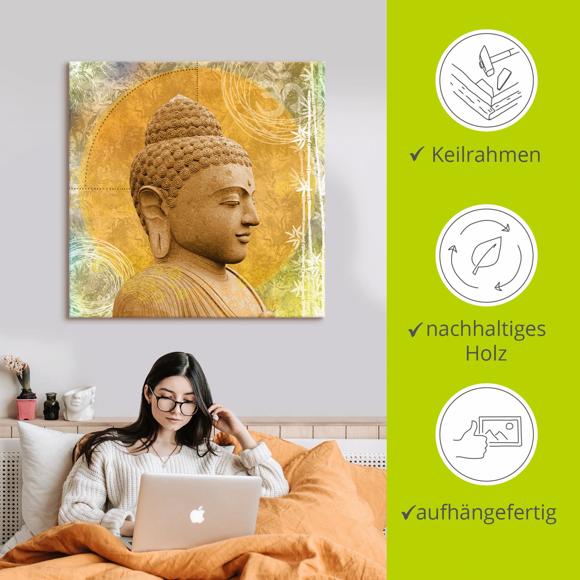 Artland Wandbild »Buddha II«, Spa, (1 St.), als Alubild, Outdoorbild, Leinwandbild, Wandaufkleber, versch. Größen