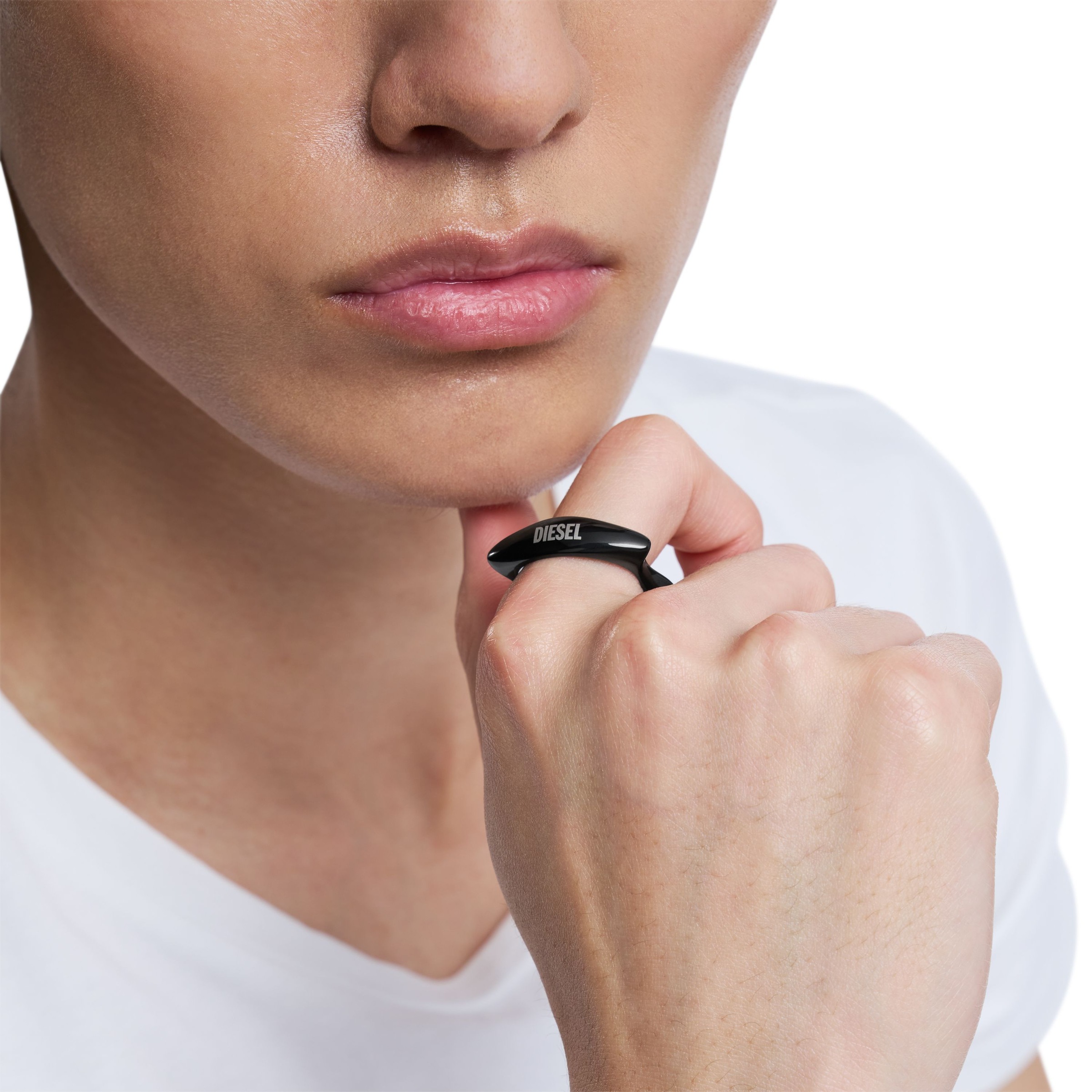 Fingerring DIESEL "Schmuck Geschenk Edelstahl METAMORPH" Gr. 17, schwarz, Fingerringe, Herren, 17, Edelstahl, 7,5mm, Fingerring 3