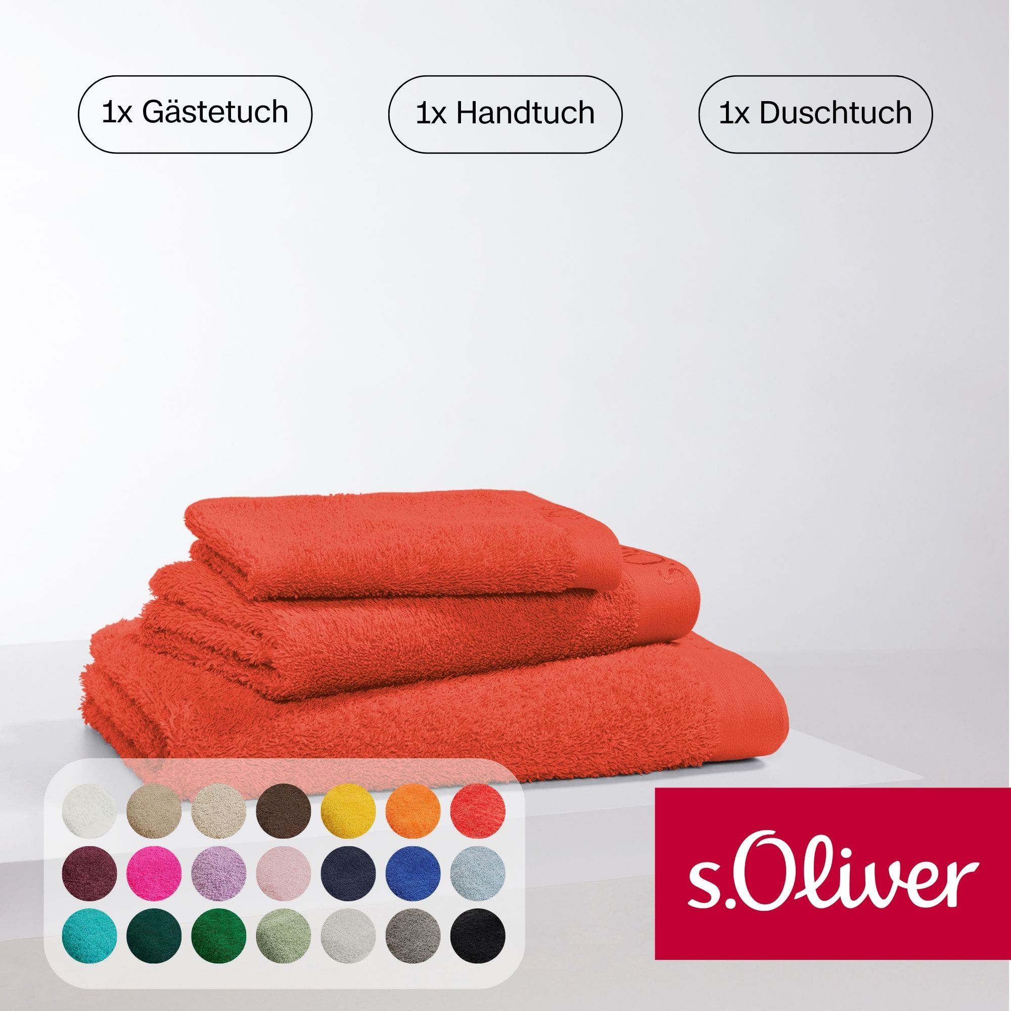 s.Oliver Handtuch Set "s.Oliver, Premium Qualität, 600 gr/m²," Set 3 Stk. Walkfrottier 1 Gästetuch 30x50 cm, 1 Handtuch 50x100 cm, 1 Duschtuch 70x140 cm